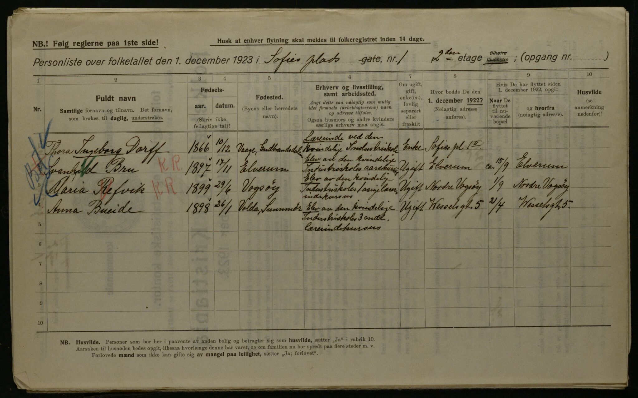 OBA, Kommunal folketelling 1.12.1923 for Kristiania, 1923, s. 109471