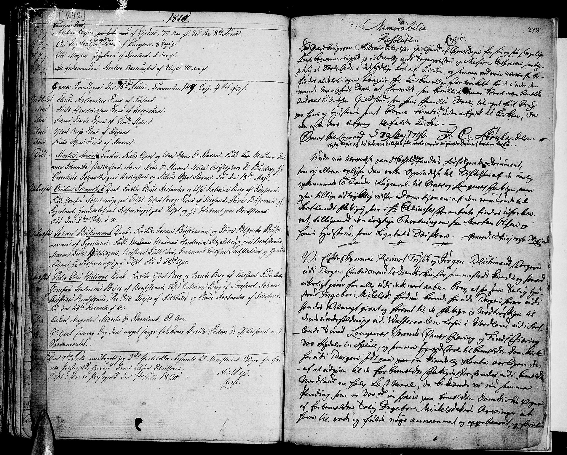 Ministerialprotokoller, klokkerbøker og fødselsregistre - Nordland, AV/SAT-A-1459/893/L1330: Ministerialbok nr. 893A03, 1791-1820, s. 242-243