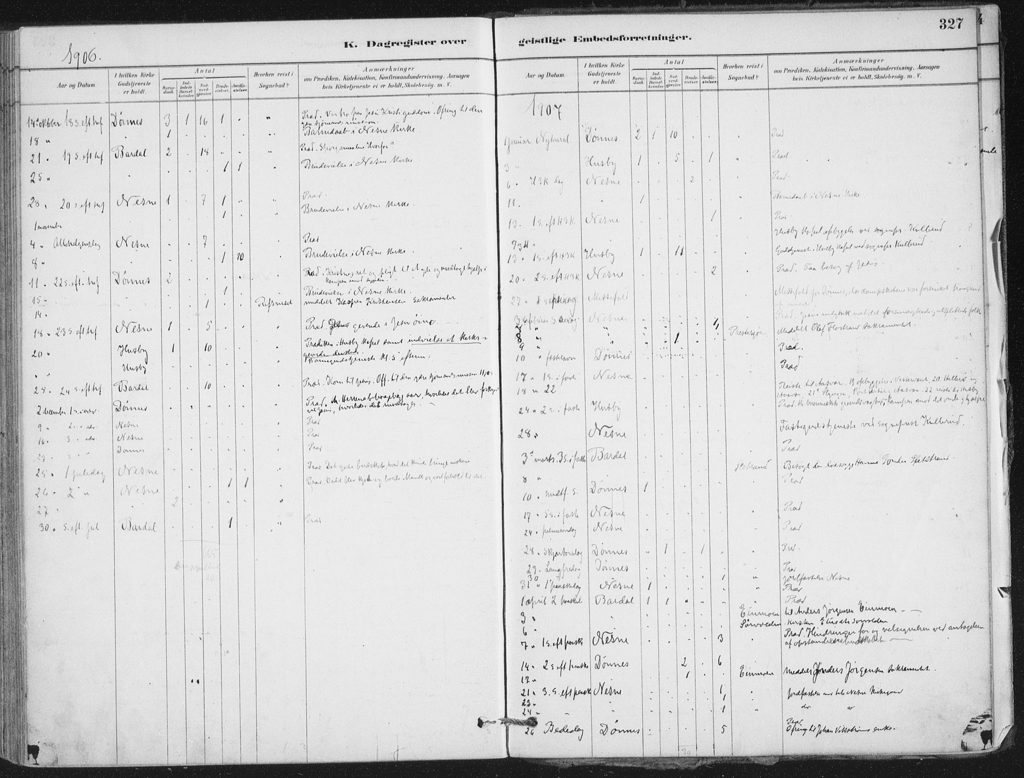 Ministerialprotokoller, klokkerbøker og fødselsregistre - Nordland, SAT/A-1459/838/L0553: Ministerialbok nr. 838A11, 1880-1910, s. 327