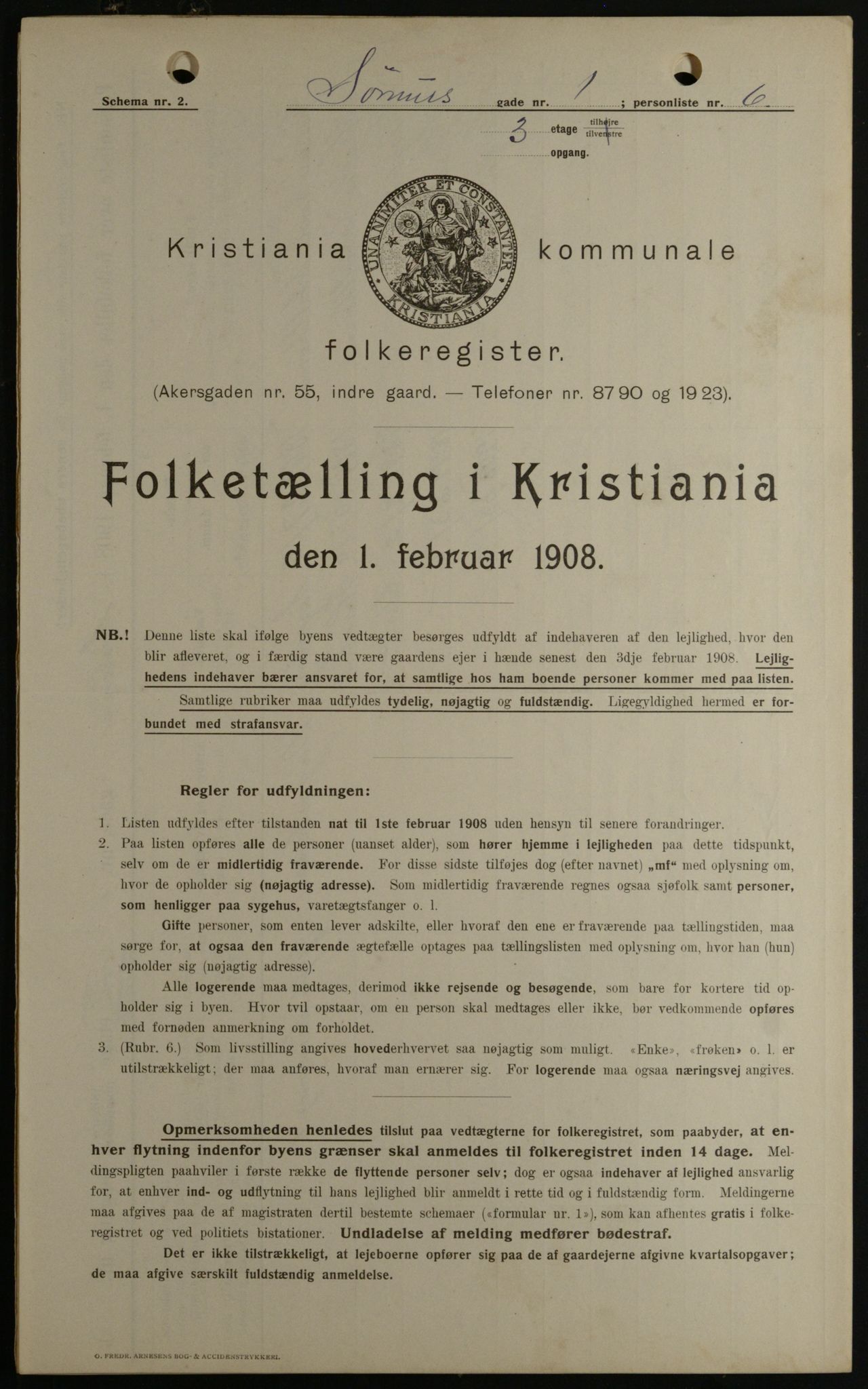 OBA, Kommunal folketelling 1.2.1908 for Kristiania kjøpstad, 1908, s. 96064