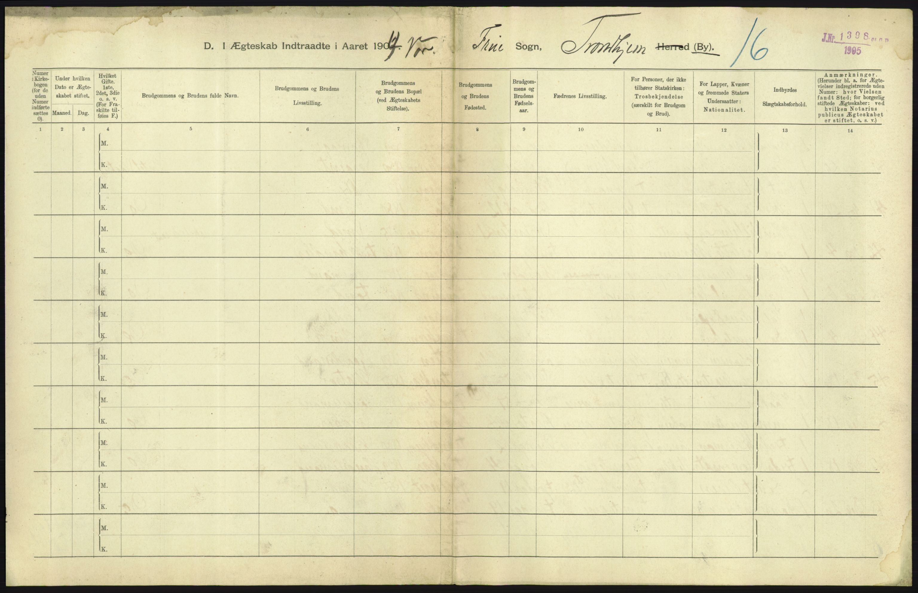 Statistisk sentralbyrå, Sosiodemografiske emner, Befolkning, AV/RA-S-2228/D/Df/Dfa/Dfab/L0018: Trondhjem: Fødte, gifte, døde., 1904, s. 93