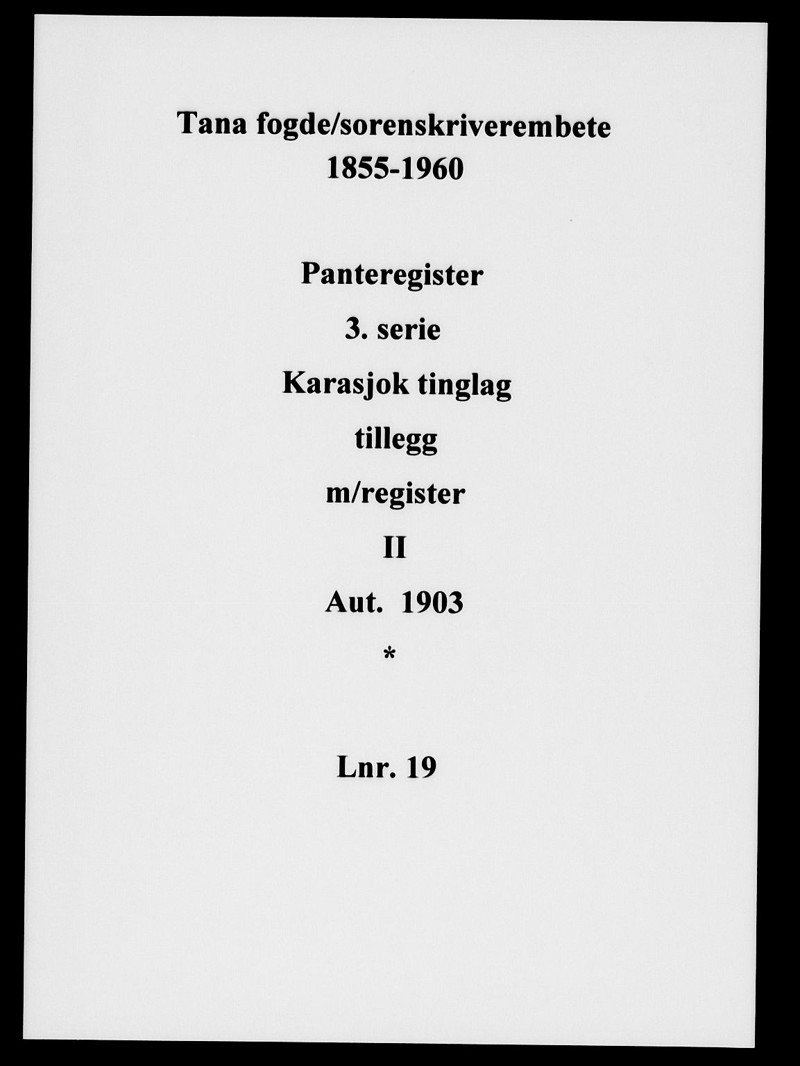 Tana fogderi/sorenskriveri, SATØ/S-0058/I/Ia/Iac/L0019pantereg: Panteregister nr. 19