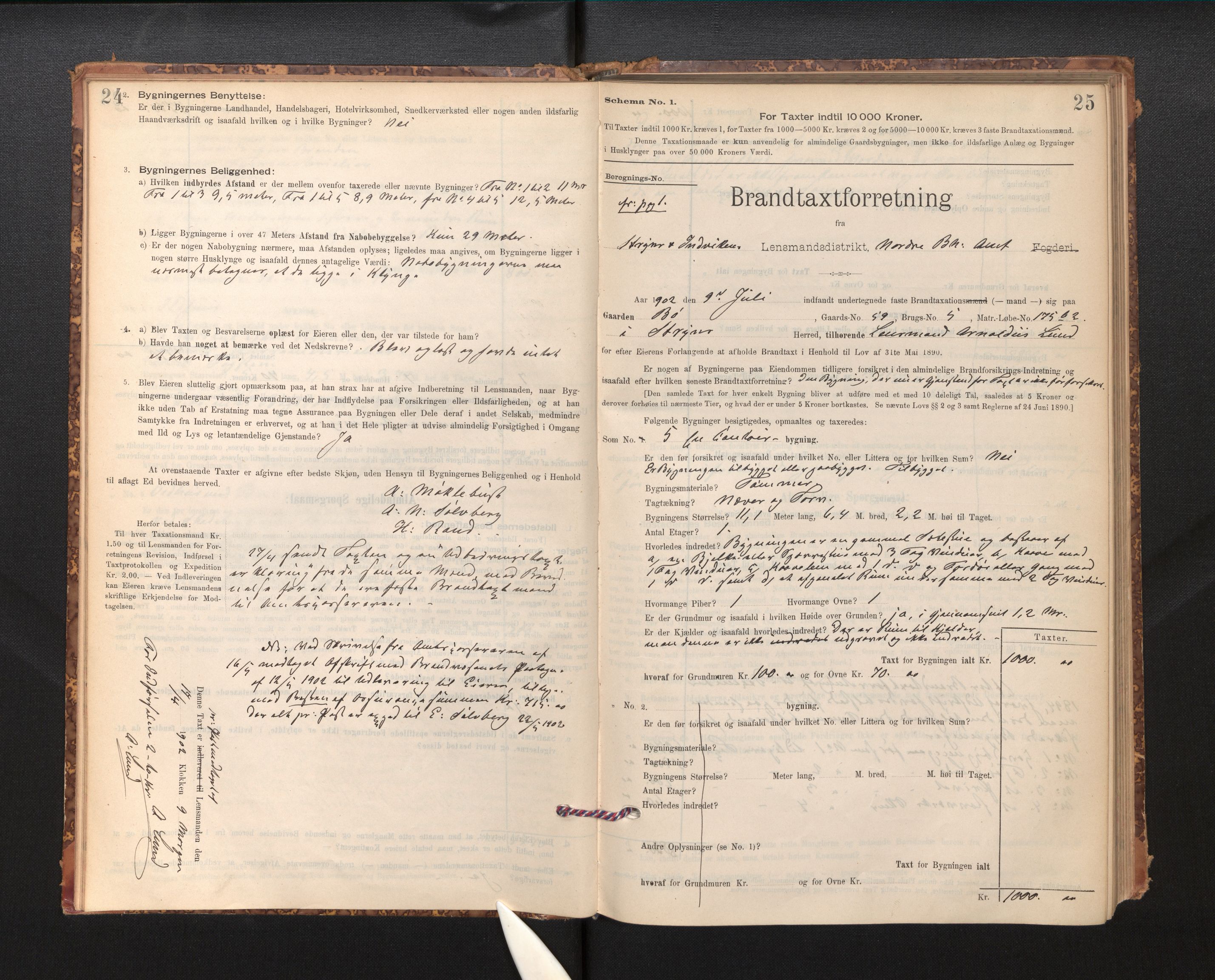 Lensmannen i Stryn og Innvik, AV/SAB-A-30201/0012/L0002: Branntakstprotokoll, skjematakst, 1894-1942, s. 24-25