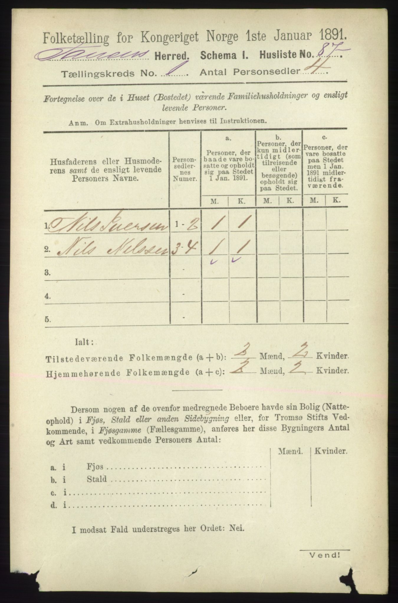 RA, Folketelling 1891 for 2025 Tana herred, 1891, s. 111