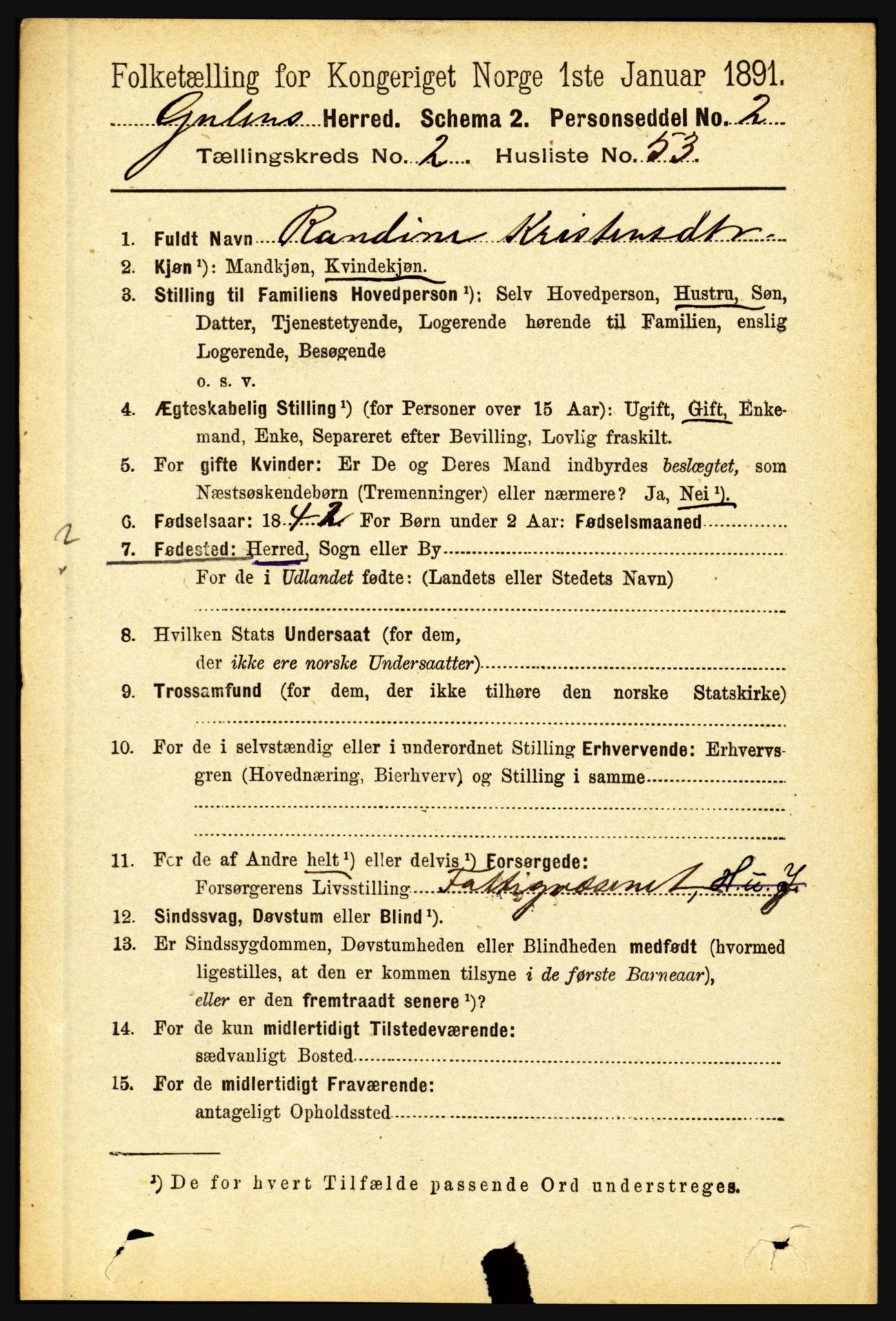 RA, Folketelling 1891 for 1411 Gulen herred, 1891, s. 844