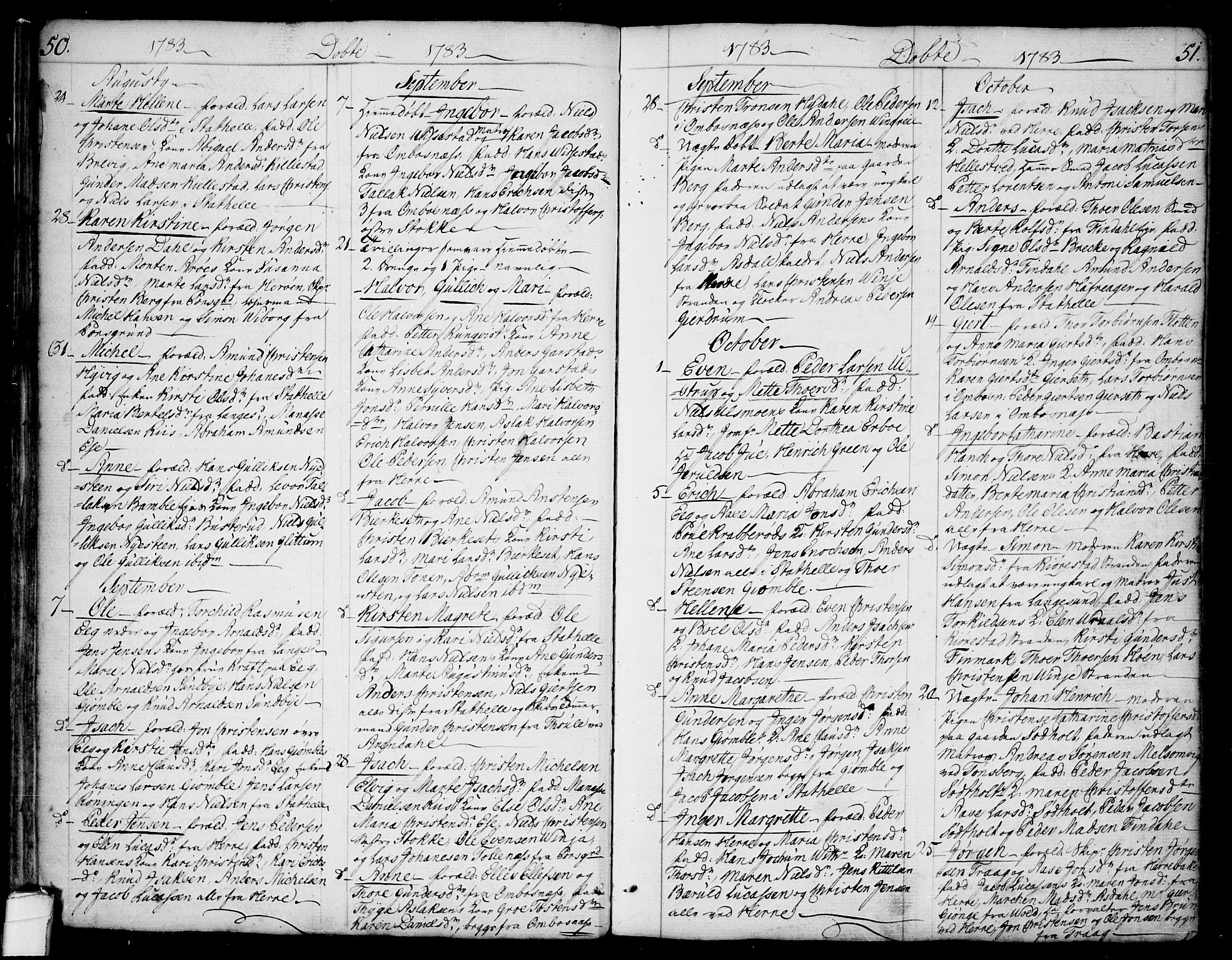 Bamble kirkebøker, SAKO/A-253/F/Fa/L0002: Ministerialbok nr. I 2, 1775-1814, s. 50-51
