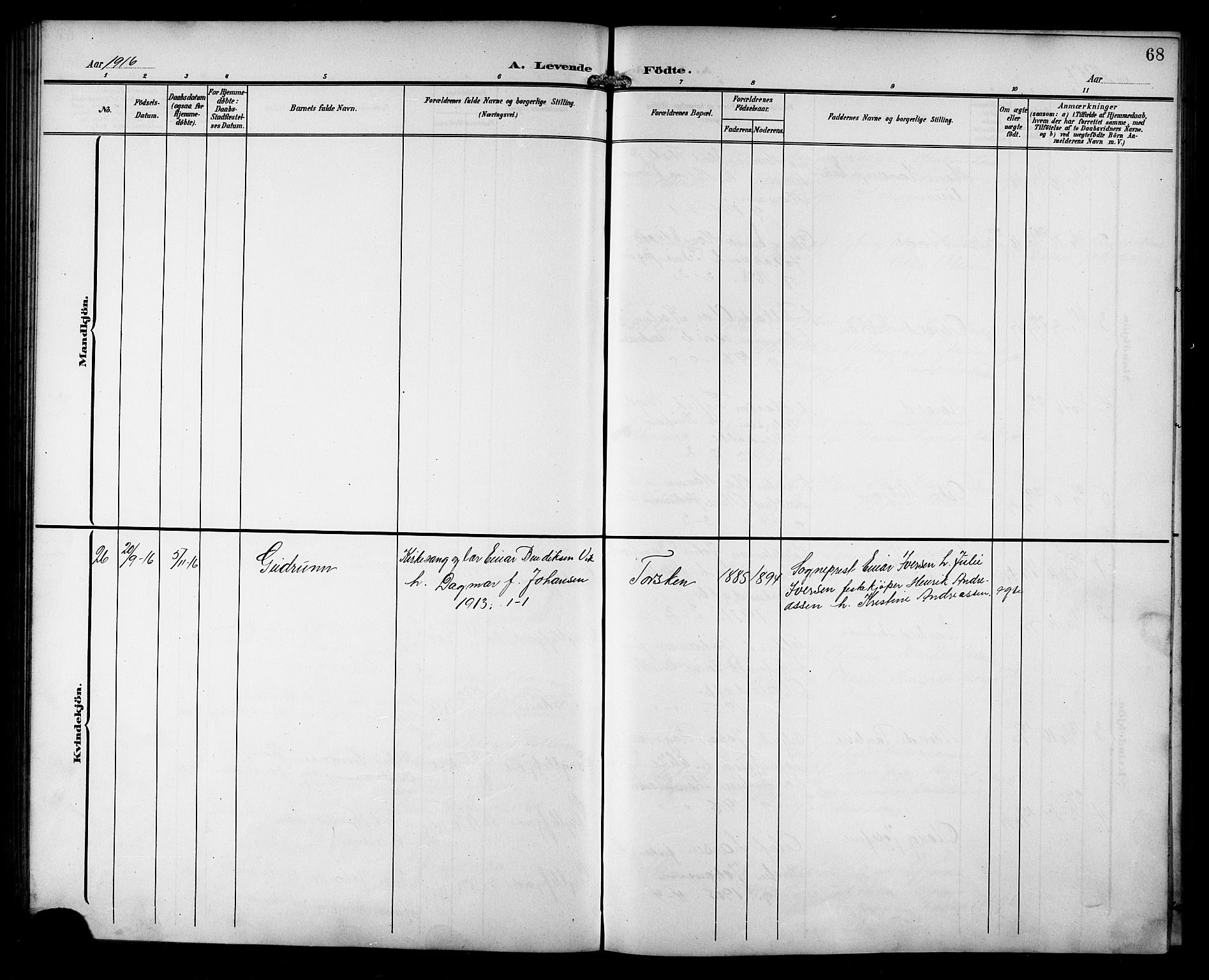 Berg sokneprestkontor, SATØ/S-1318/G/Ga/Gab/L0013klokker: Klokkerbok nr. 13, 1902-1922, s. 68