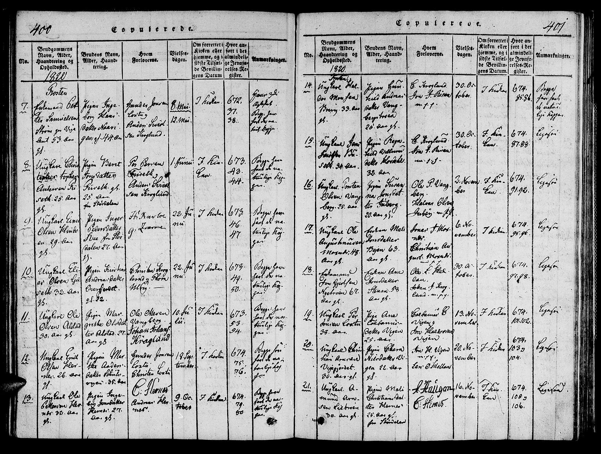 Ministerialprotokoller, klokkerbøker og fødselsregistre - Nord-Trøndelag, SAT/A-1458/713/L0112: Ministerialbok nr. 713A04 /1, 1817-1827, s. 400-401