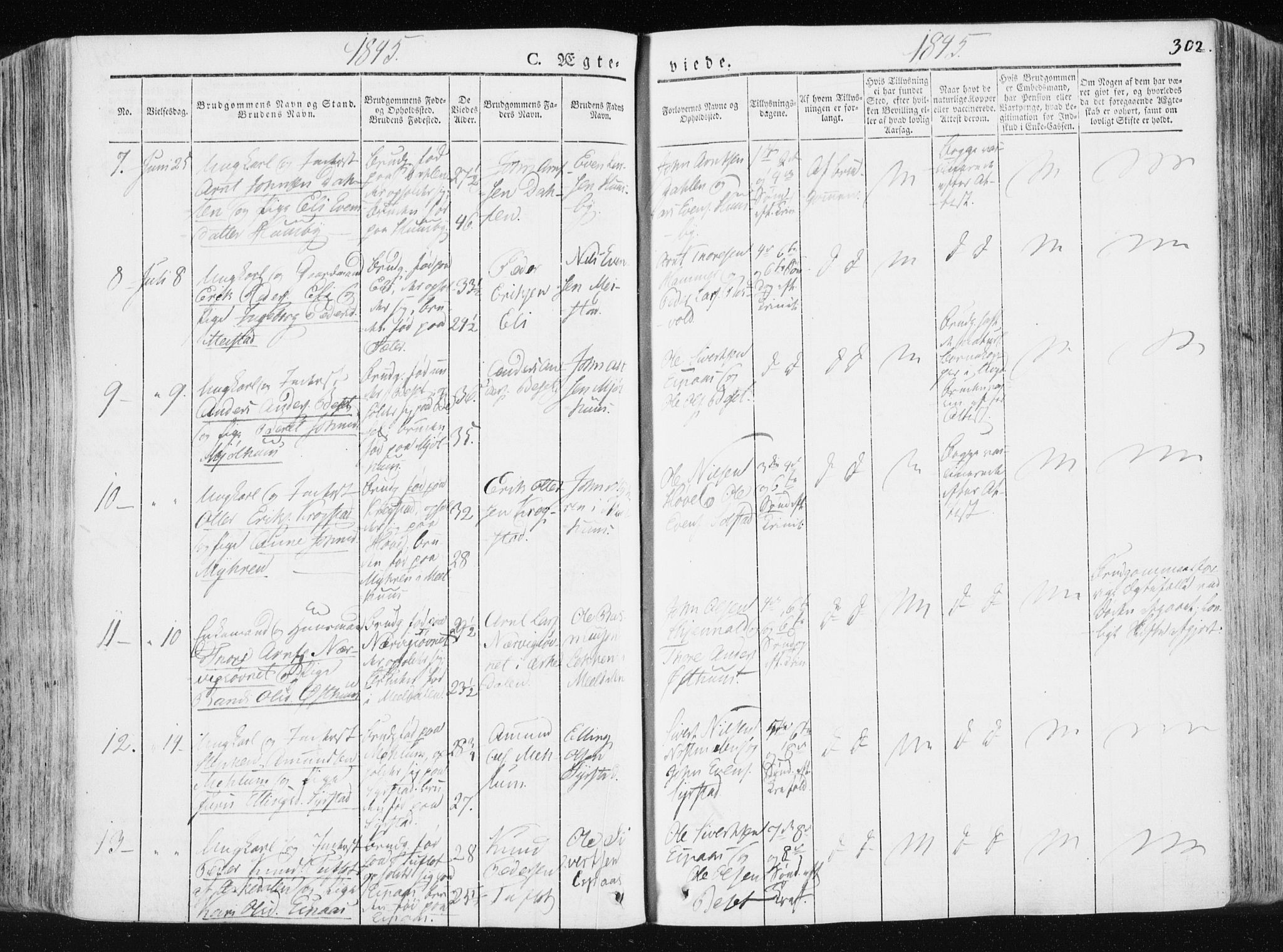 Ministerialprotokoller, klokkerbøker og fødselsregistre - Sør-Trøndelag, SAT/A-1456/665/L0771: Ministerialbok nr. 665A06, 1830-1856, s. 302