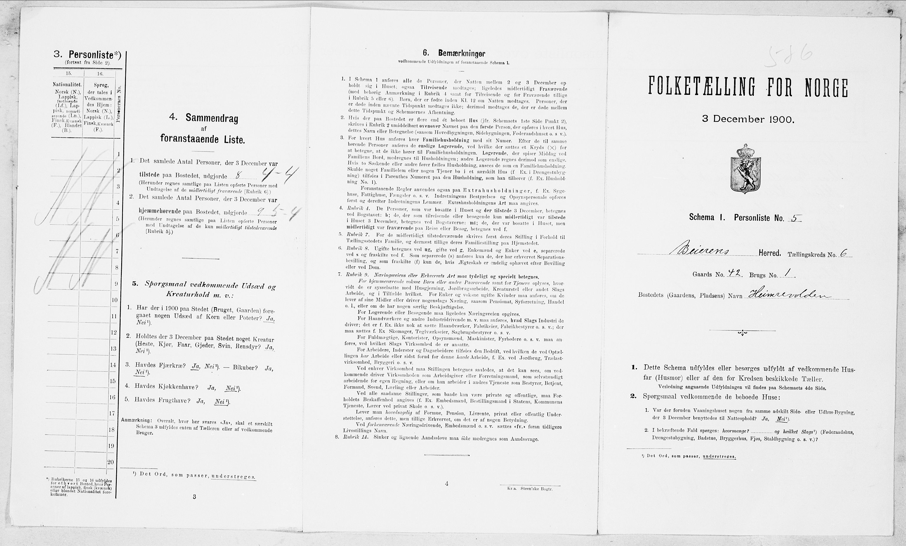 SAT, Folketelling 1900 for 1839 Beiarn herred, 1900, s. 444