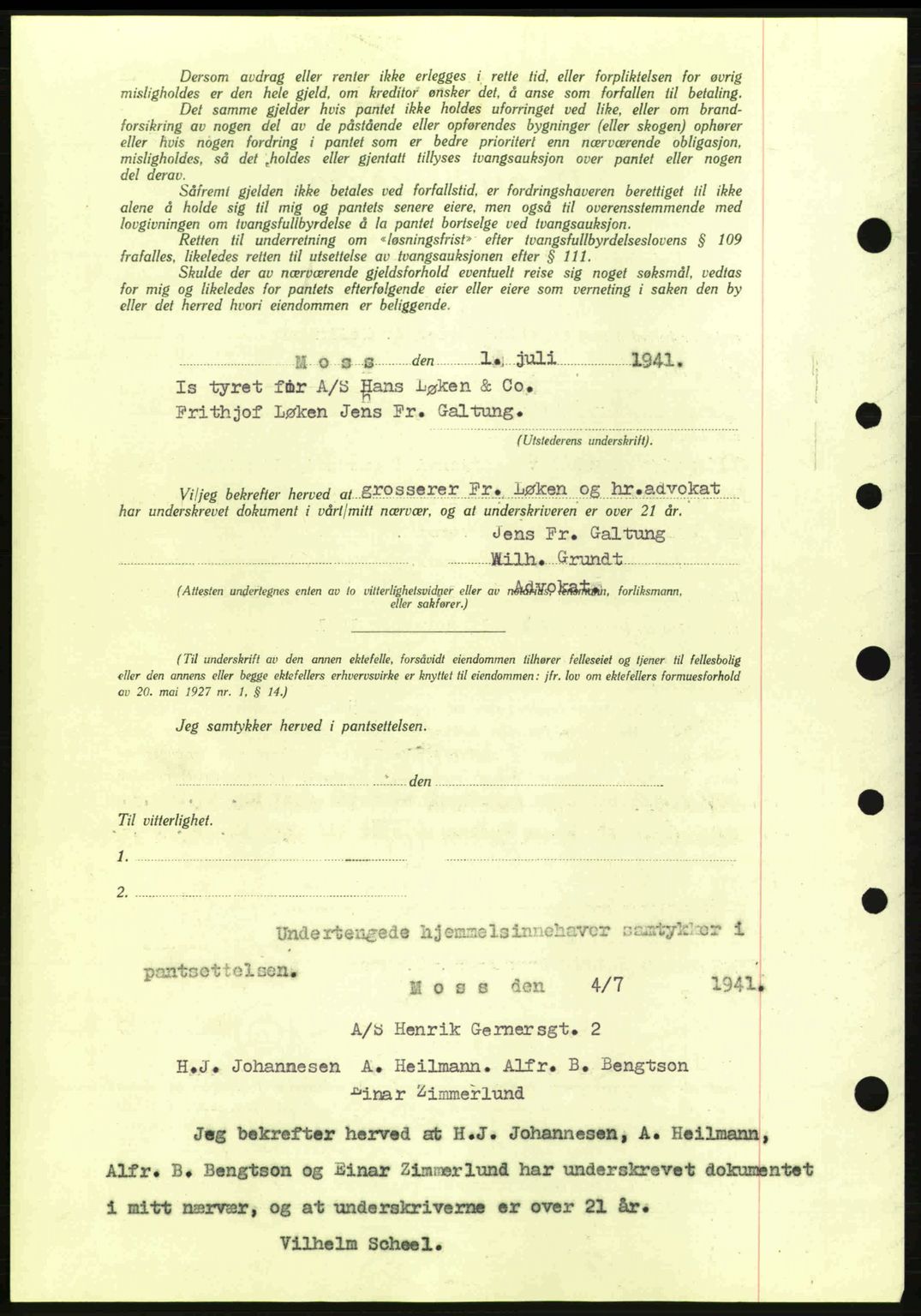 Moss sorenskriveri, SAO/A-10168: Pantebok nr. B10, 1940-1941, Dagboknr: 1280/1941