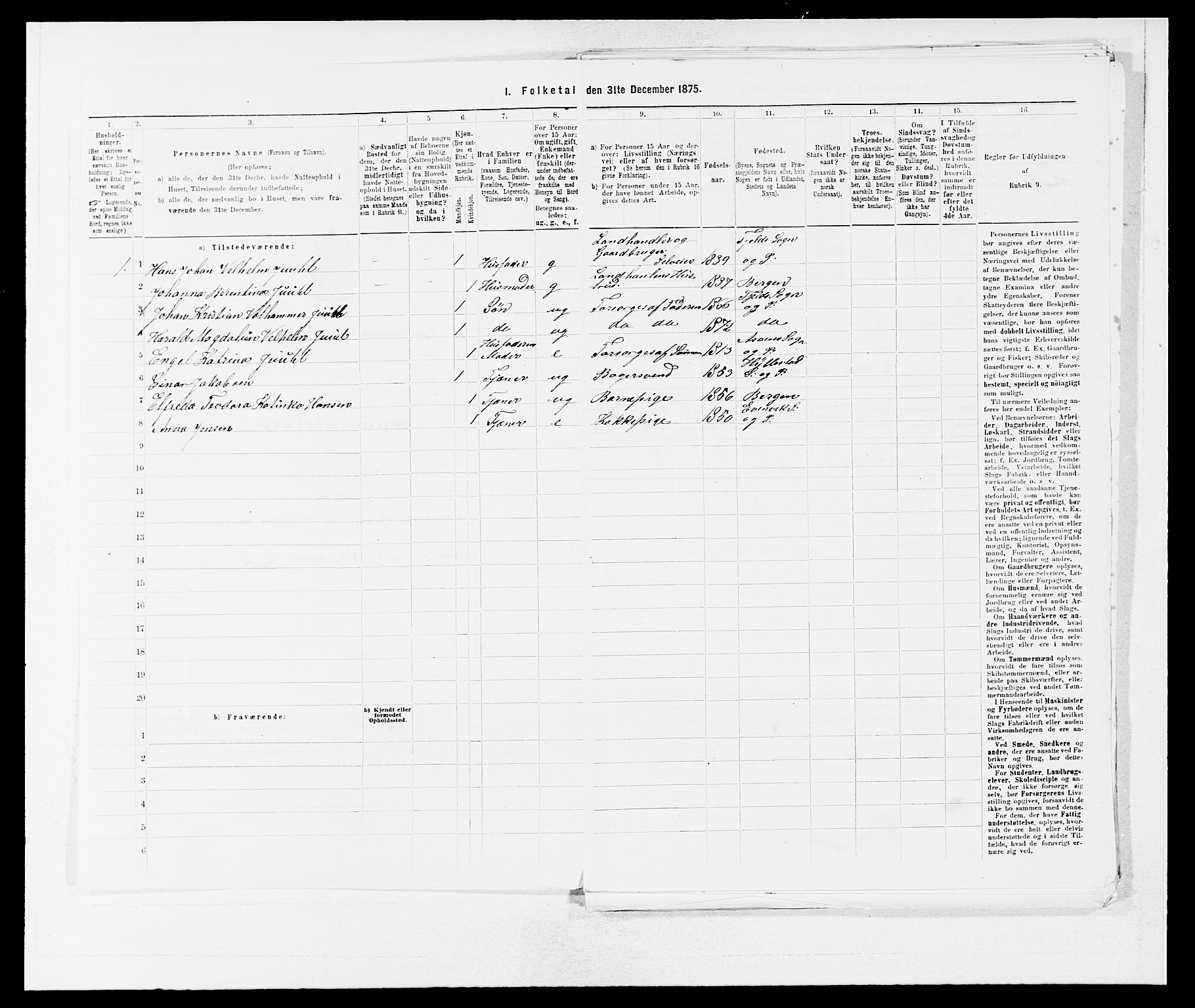 SAB, Folketelling 1875 for 1246P Fjell prestegjeld, 1875, s. 846