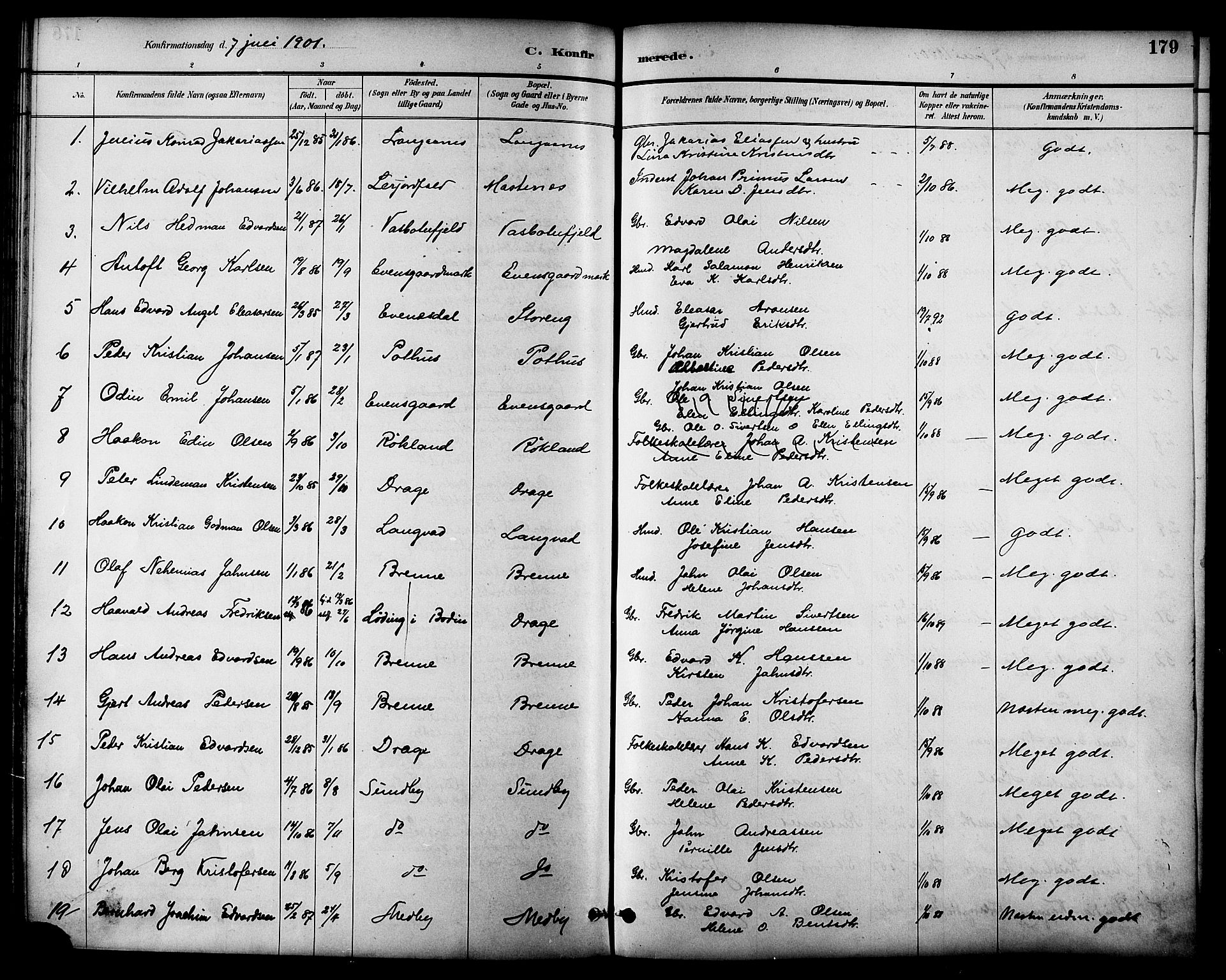 Ministerialprotokoller, klokkerbøker og fødselsregistre - Nordland, AV/SAT-A-1459/847/L0669: Ministerialbok nr. 847A09, 1887-1901, s. 179