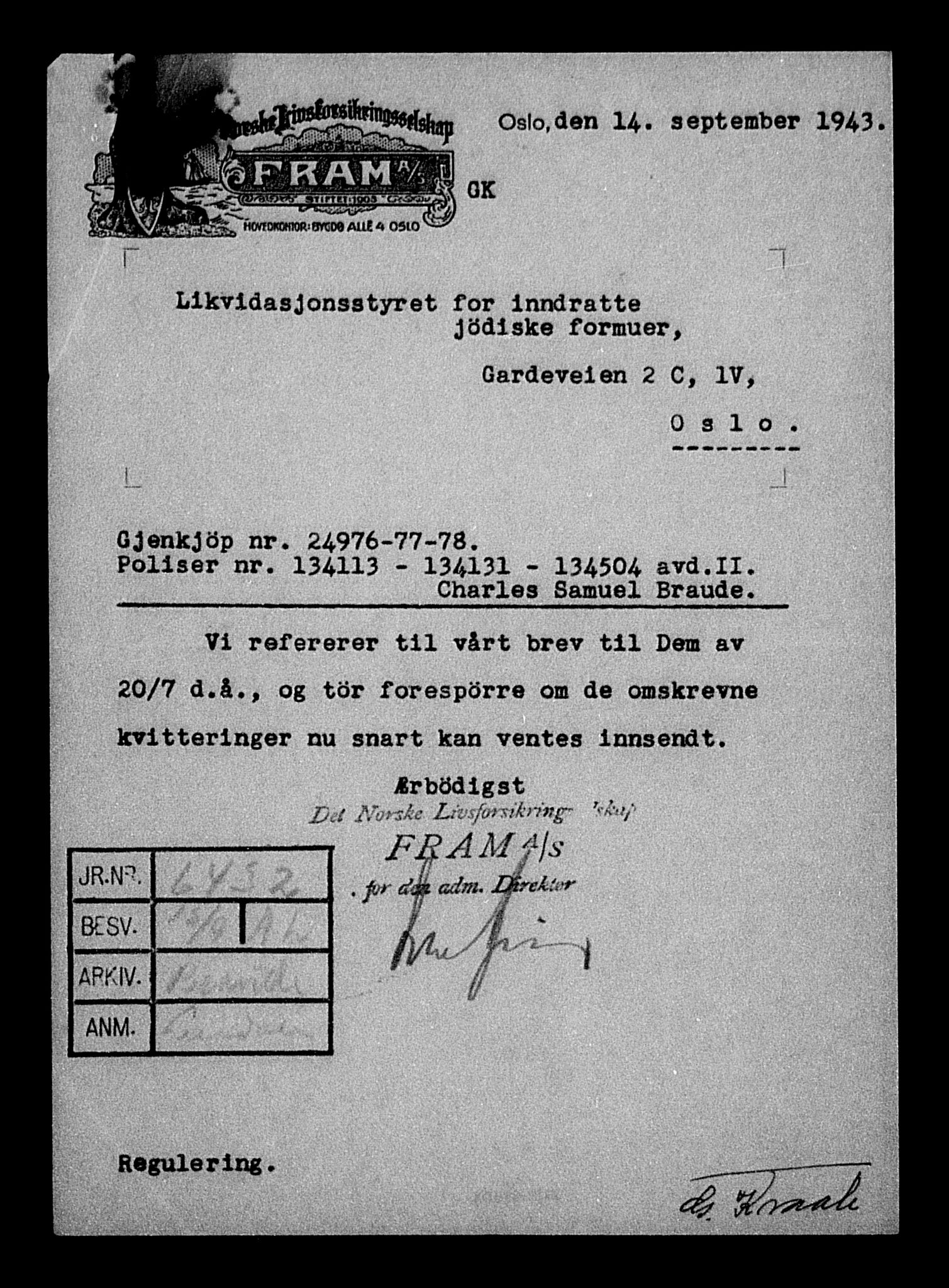 Justisdepartementet, Tilbakeføringskontoret for inndratte formuer, AV/RA-S-1564/H/Hc/Hcc/L0927: --, 1945-1947, s. 566