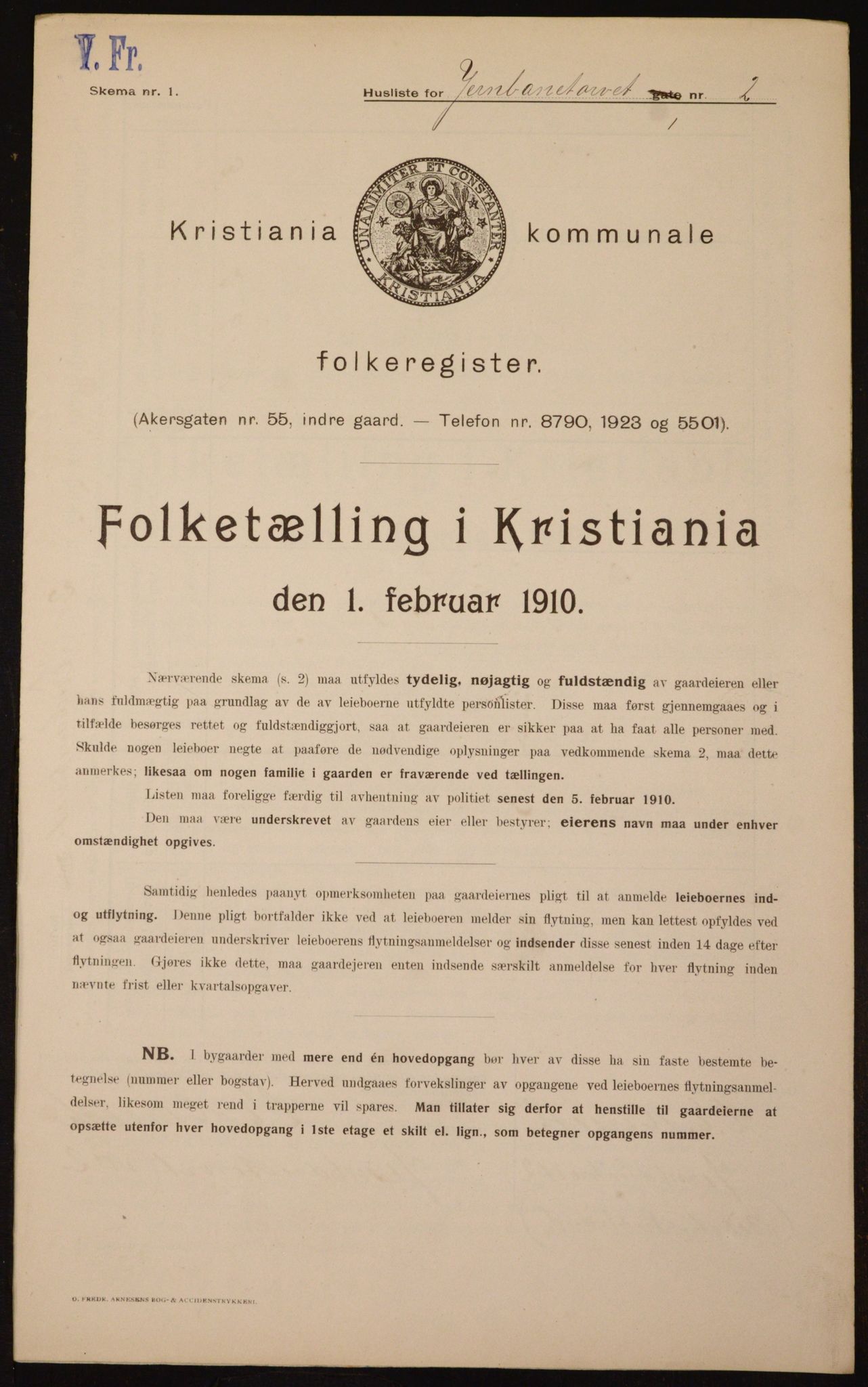 OBA, Kommunal folketelling 1.2.1910 for Kristiania, 1910, s. 45600