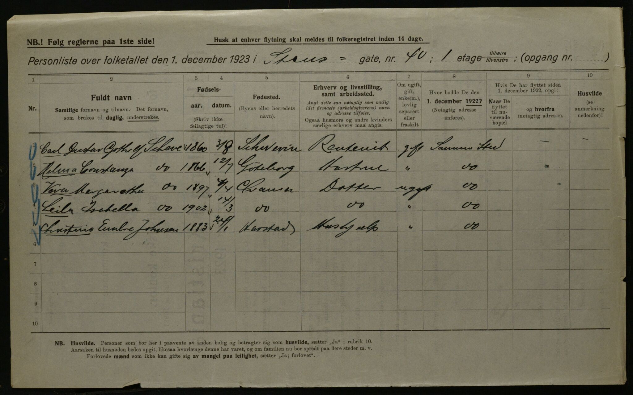 OBA, Kommunal folketelling 1.12.1923 for Kristiania, 1923, s. 112901