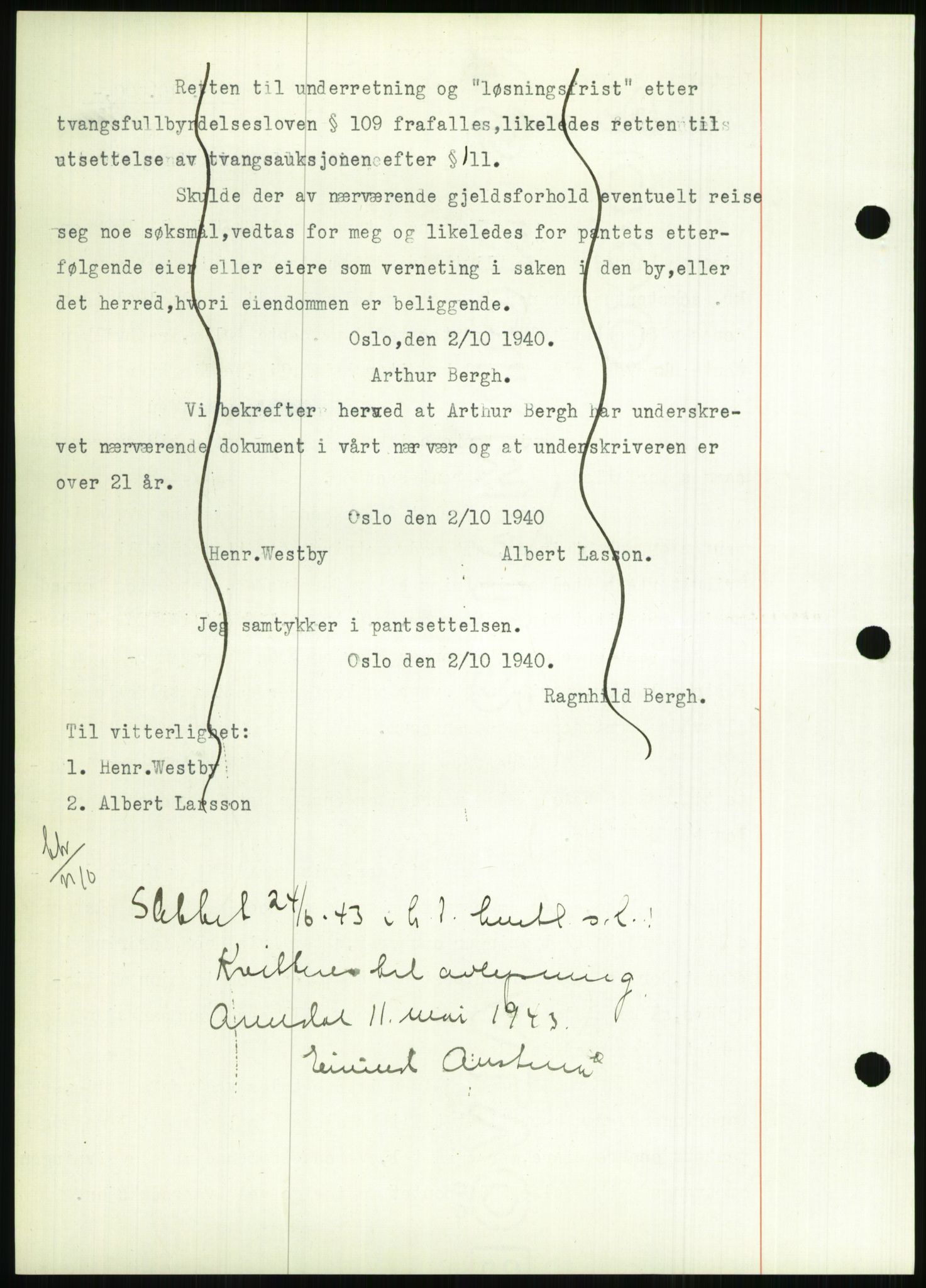 Nedenes sorenskriveri, AV/SAK-1221-0006/G/Gb/Gbb/L0001: Pantebok nr. I, 1939-1942, Dagboknr: 54/1941