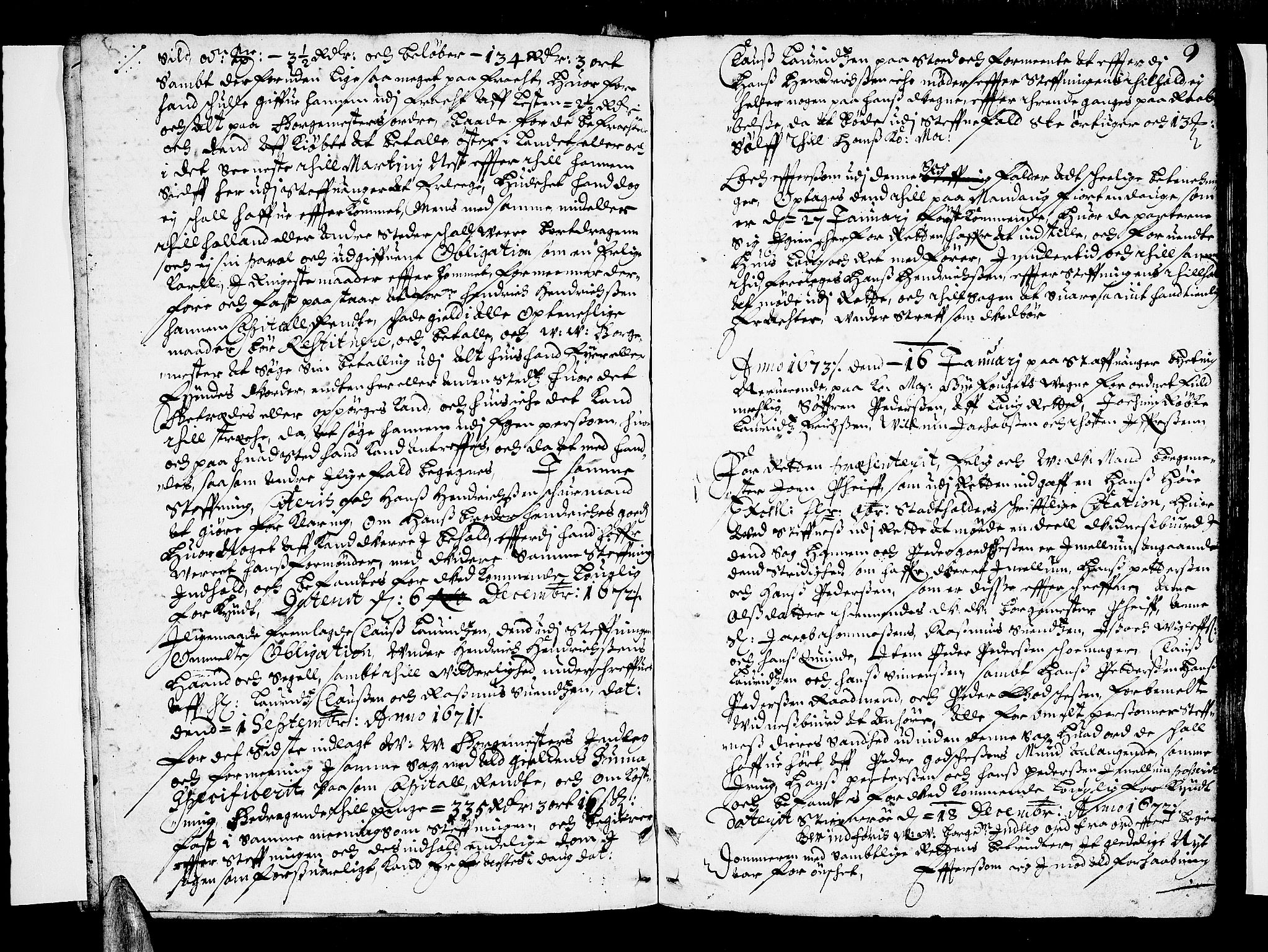 Stavanger byfogd, AV/SAST-A-101408/001/3/30/30BA/L0023: Bytingprotkoll, 1672-1680, s. 8b-9a