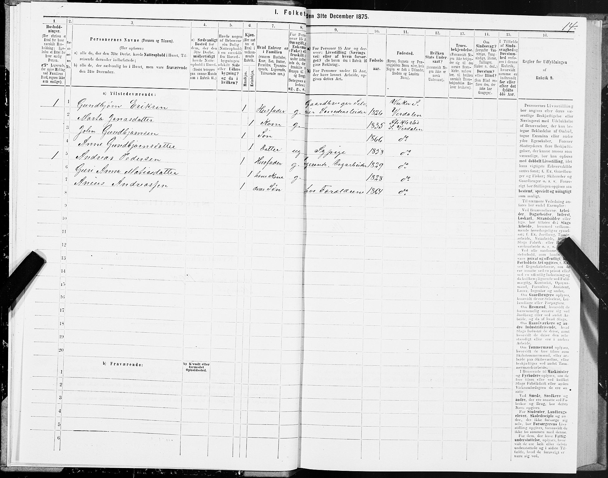 SAT, Folketelling 1875 for 1721P Verdal prestegjeld, 1875, s. 4014