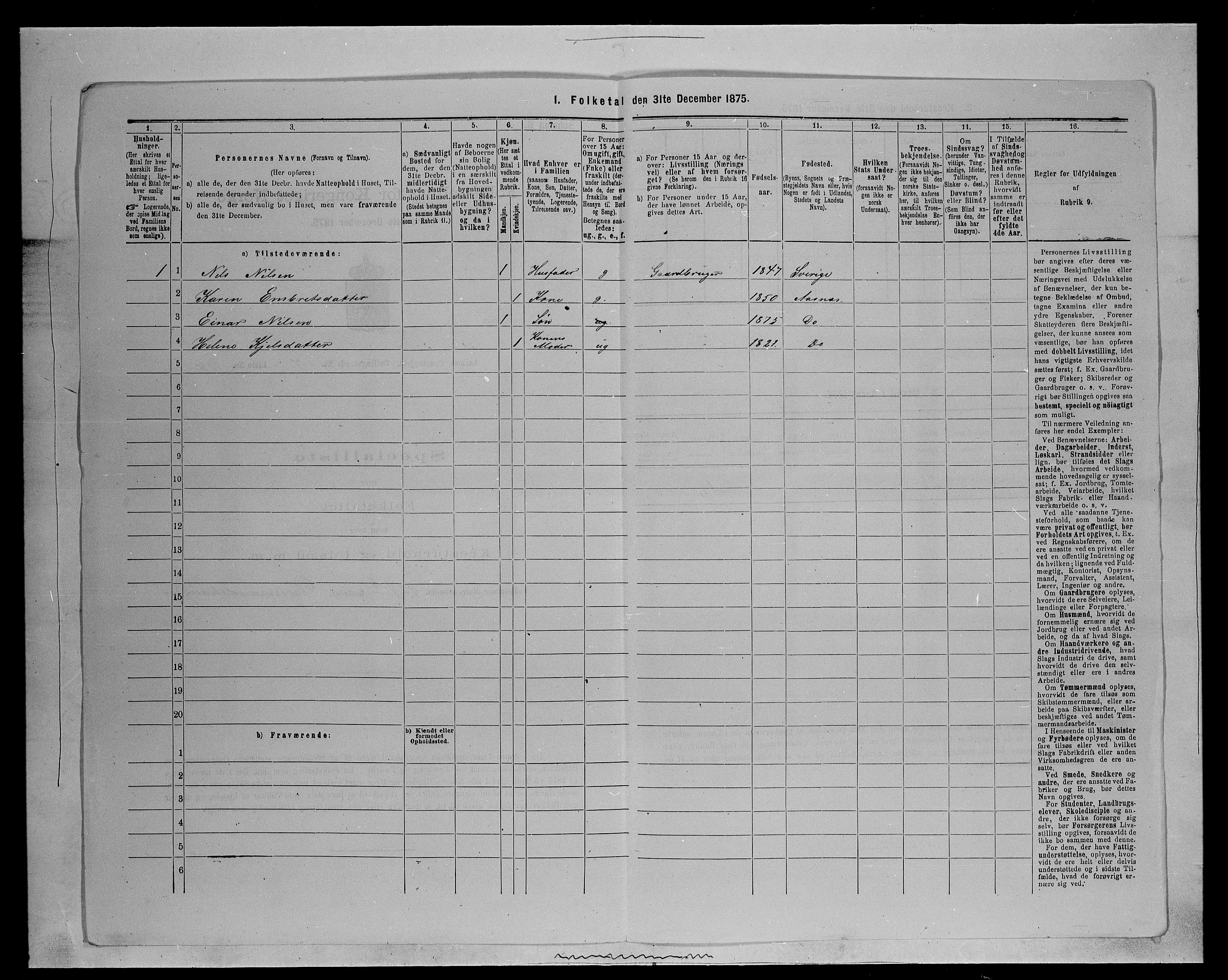 SAH, Folketelling 1875 for 0425P Åsnes prestegjeld, 1875, s. 1179