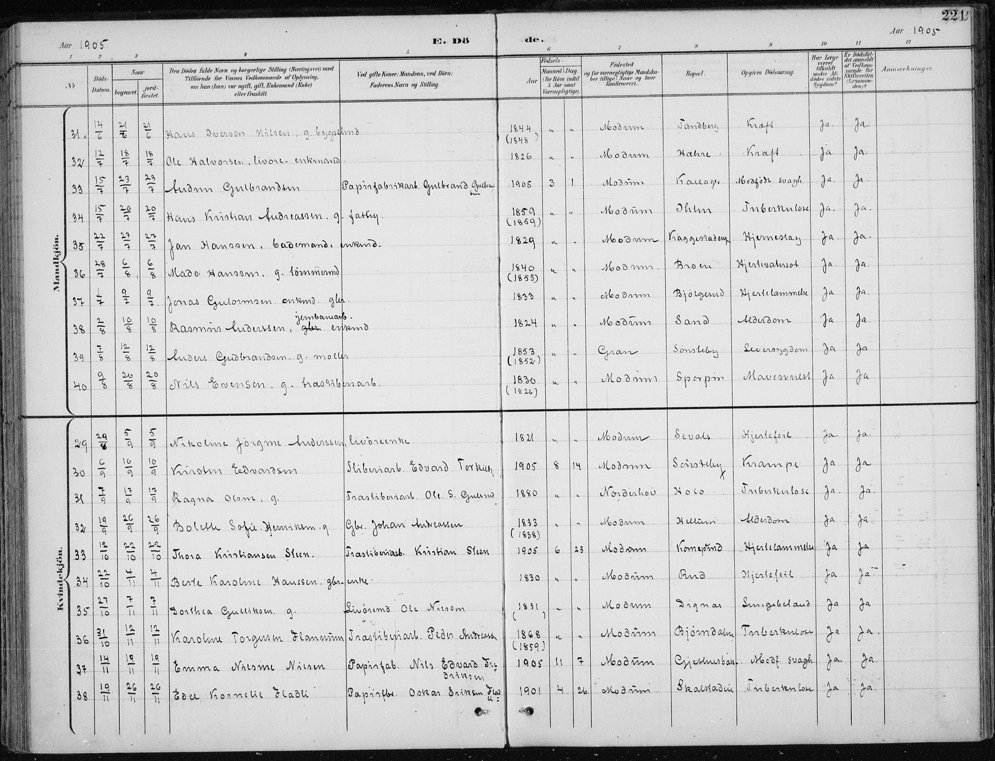 Modum kirkebøker, SAKO/A-234/F/Fa/L0013: Ministerialbok nr. 13, 1899-1907, s. 221