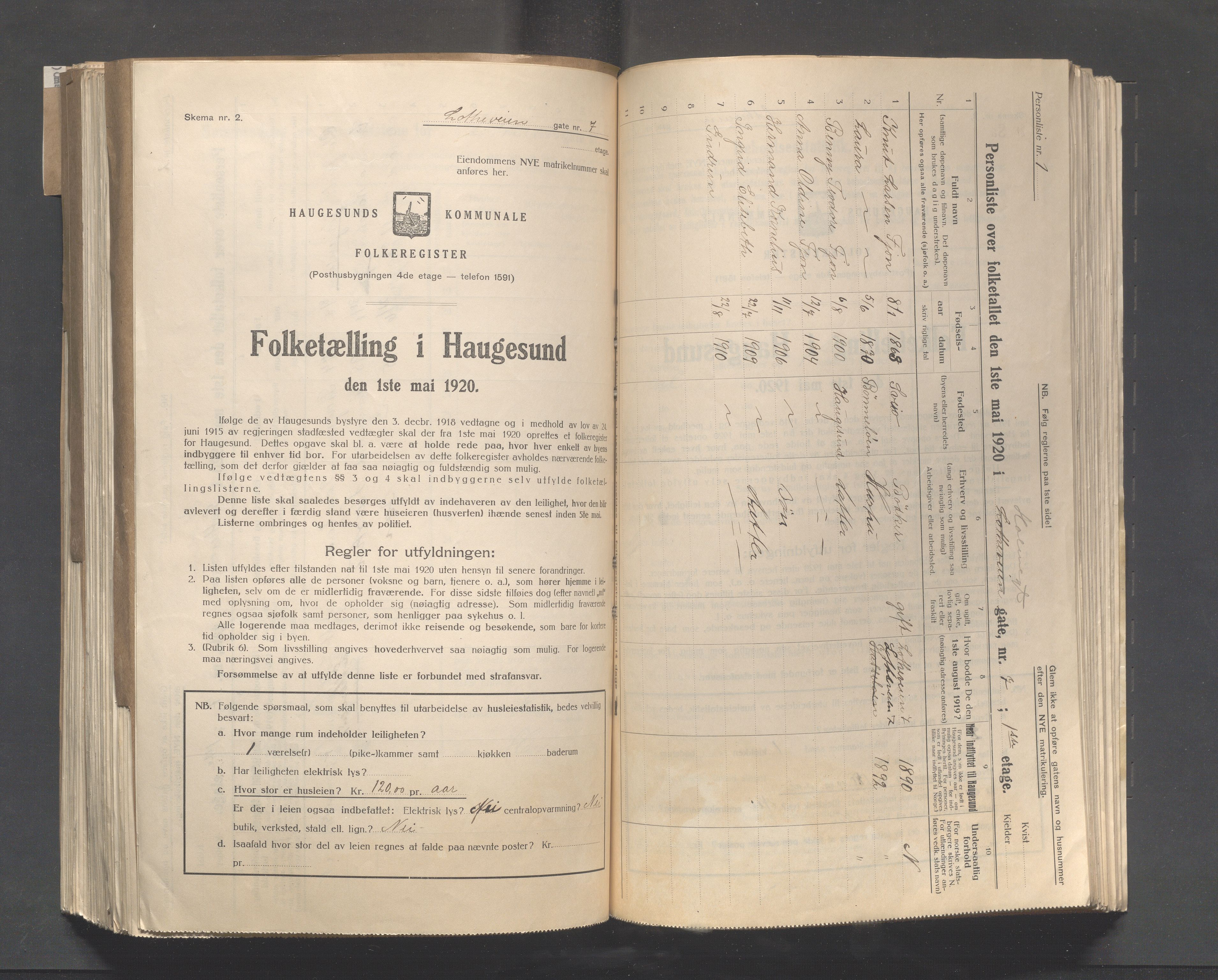 IKAR, Kommunal folketelling 1.5.1920 for Haugesund, 1920, s. 5851