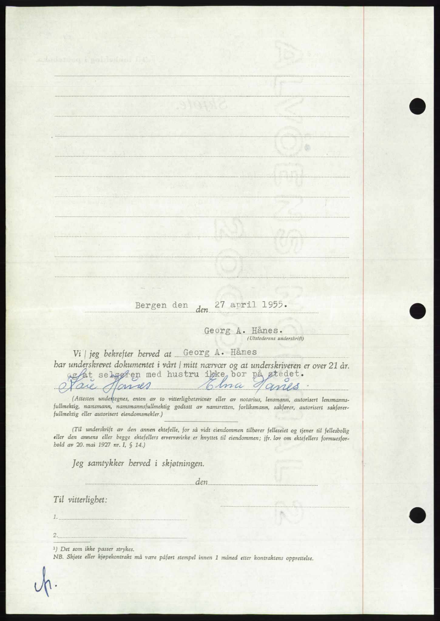 Søre Sunnmøre sorenskriveri, AV/SAT-A-4122/1/2/2C/L0100: Pantebok nr. 26A, 1954-1955, Dagboknr: 974/1955