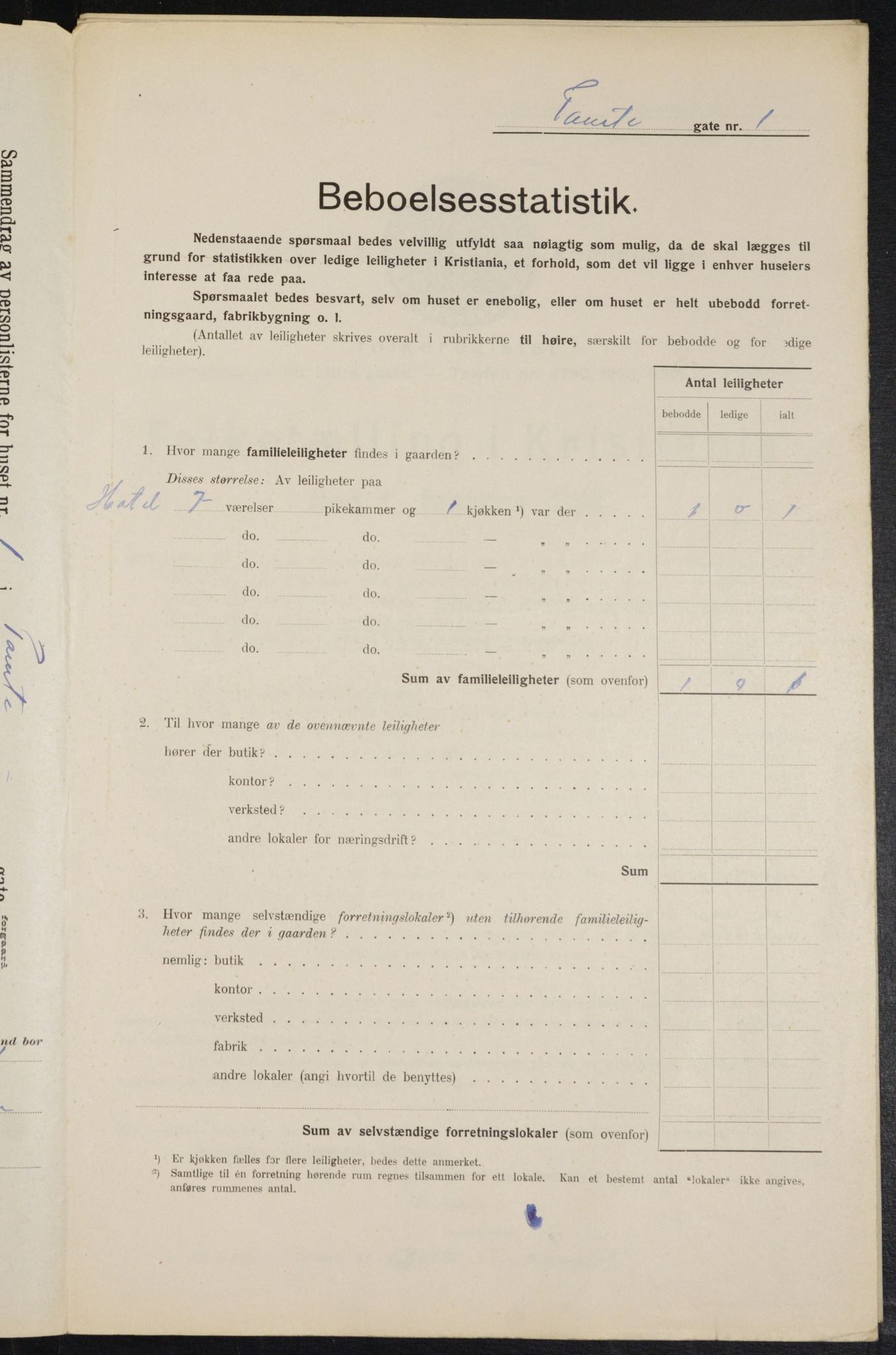 OBA, Kommunal folketelling 1.2.1914 for Kristiania, 1914, s. 114263