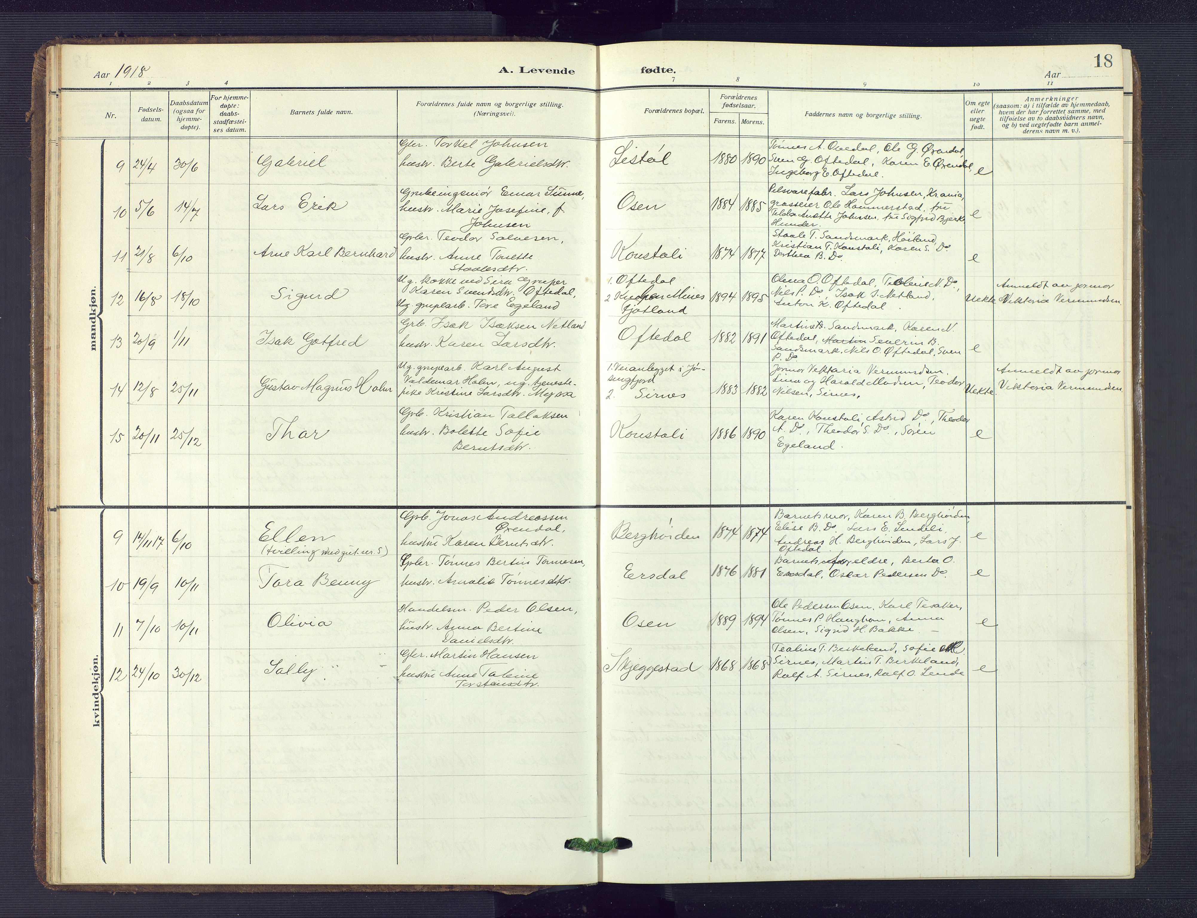 Bakke sokneprestkontor, AV/SAK-1111-0002/F/Fb/Fba/L0004: Klokkerbok nr. B 4, 1911-1946, s. 18