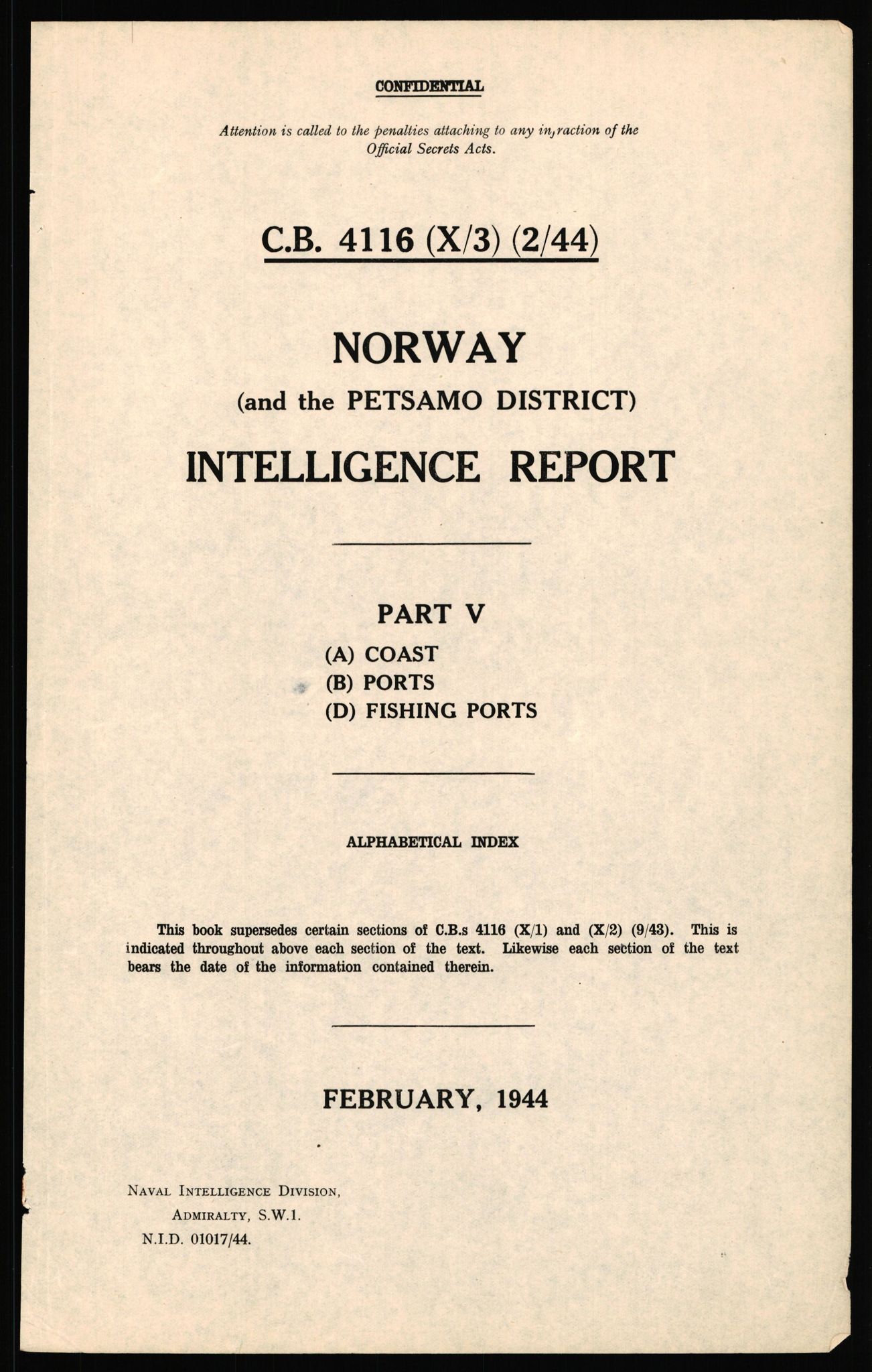 Forsvaret, Forsvarets overkommando II, RA/RAFA-3915/D/Dd/L0004: Index of Reports on Norway, 1943-1944, s. 214