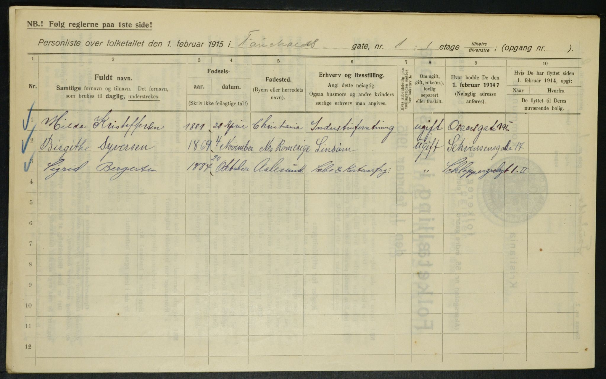 OBA, Kommunal folketelling 1.2.1915 for Kristiania, 1915, s. 23248