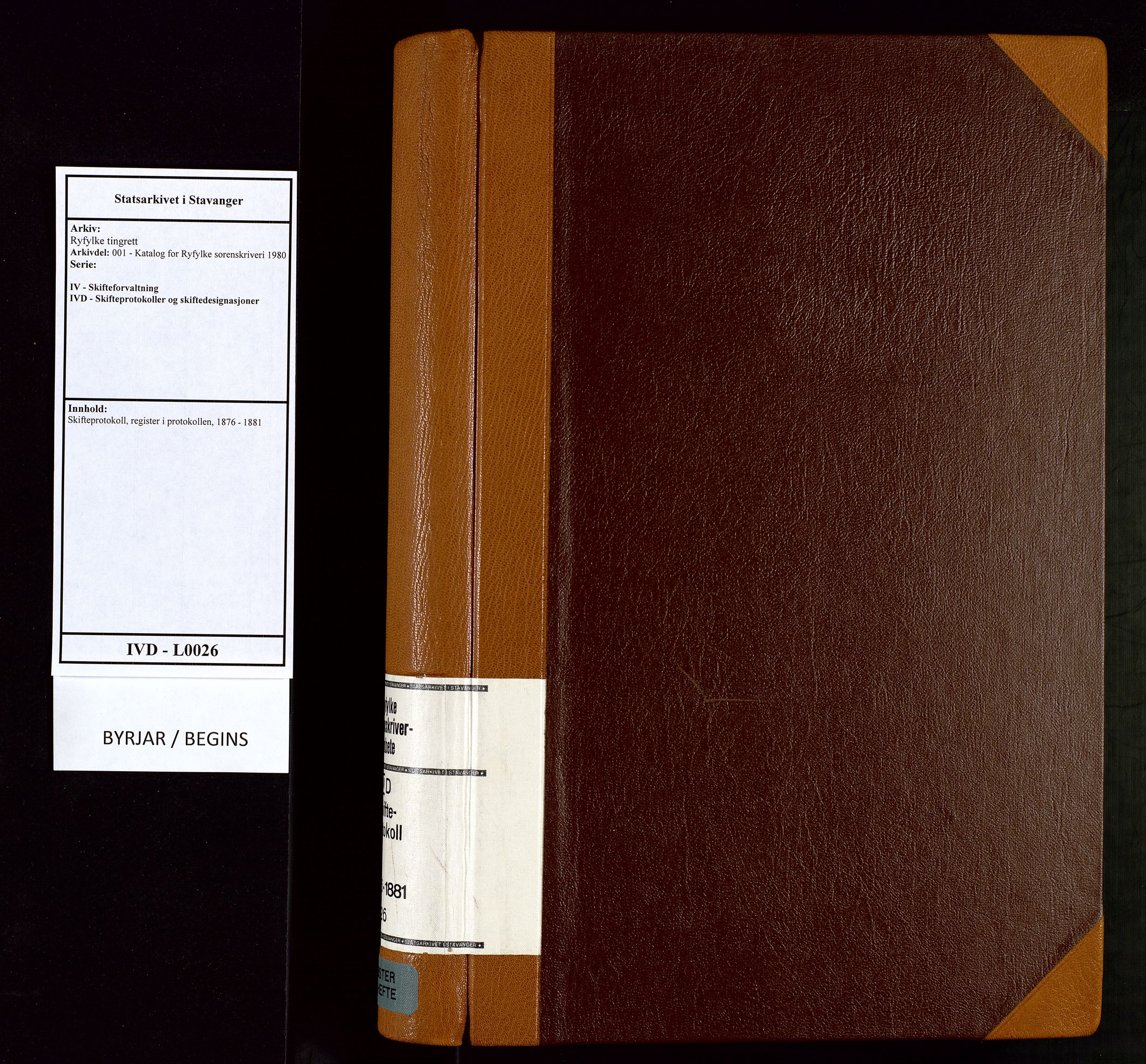 Ryfylke tingrett, SAST/A-100055/001/IV/IVD/L0026: Skifteprotokoll, register i protokollen, 1876-1881