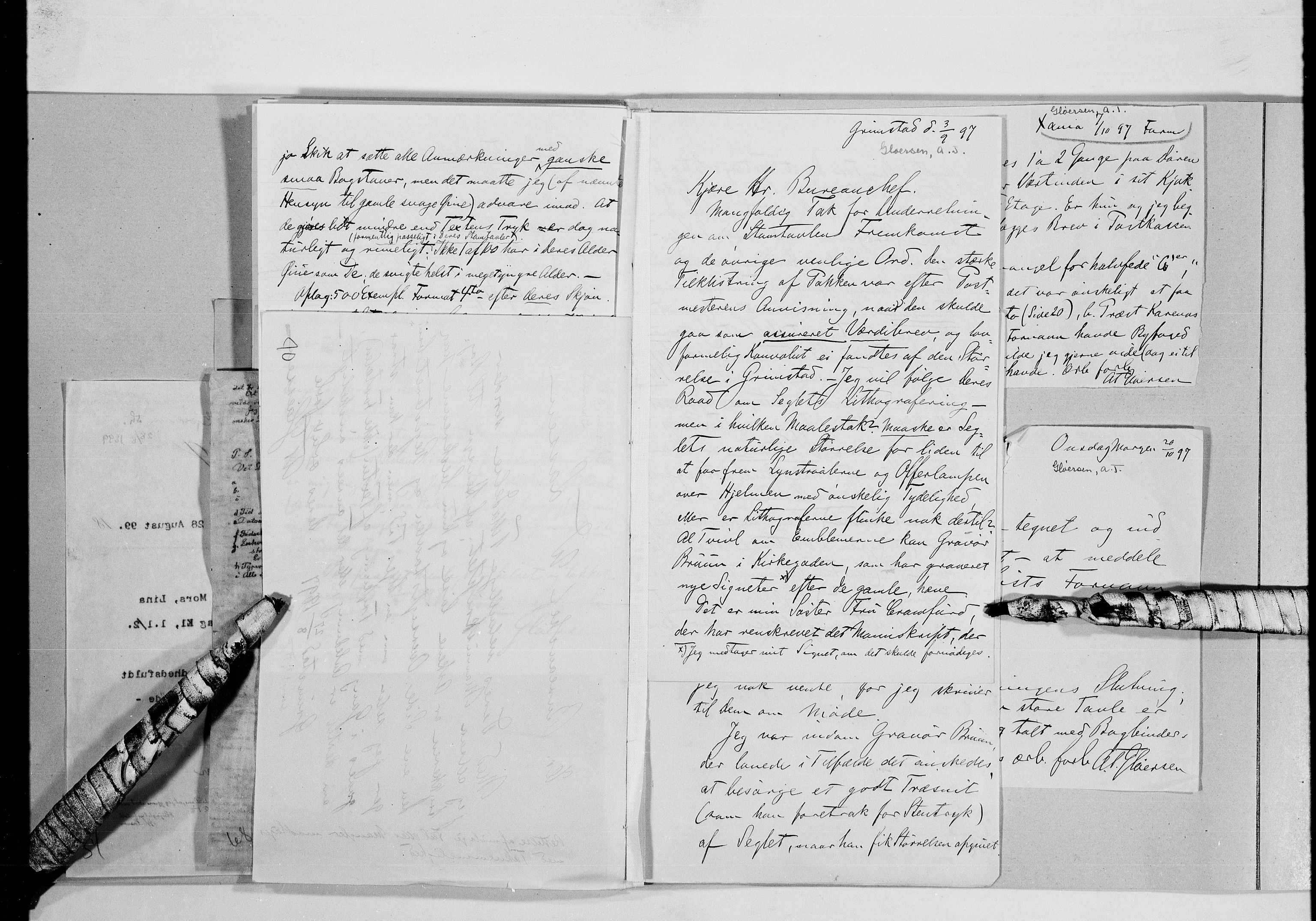 Lassens samlinger, AV/RA-PA-0051/G/L0097: Alfabetisk ordnede brev til Wilhelm Lassen: Fabritius - Grønvold, 1815-1907, s. 177