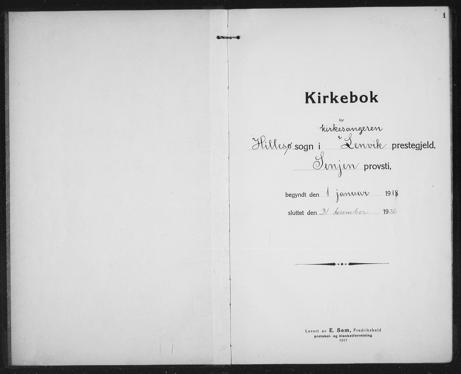 Lenvik sokneprestembete, SATØ/S-1310/H/Ha/Hab/L0023klokker: Klokkerbok nr. 23, 1918-1936, s. 1