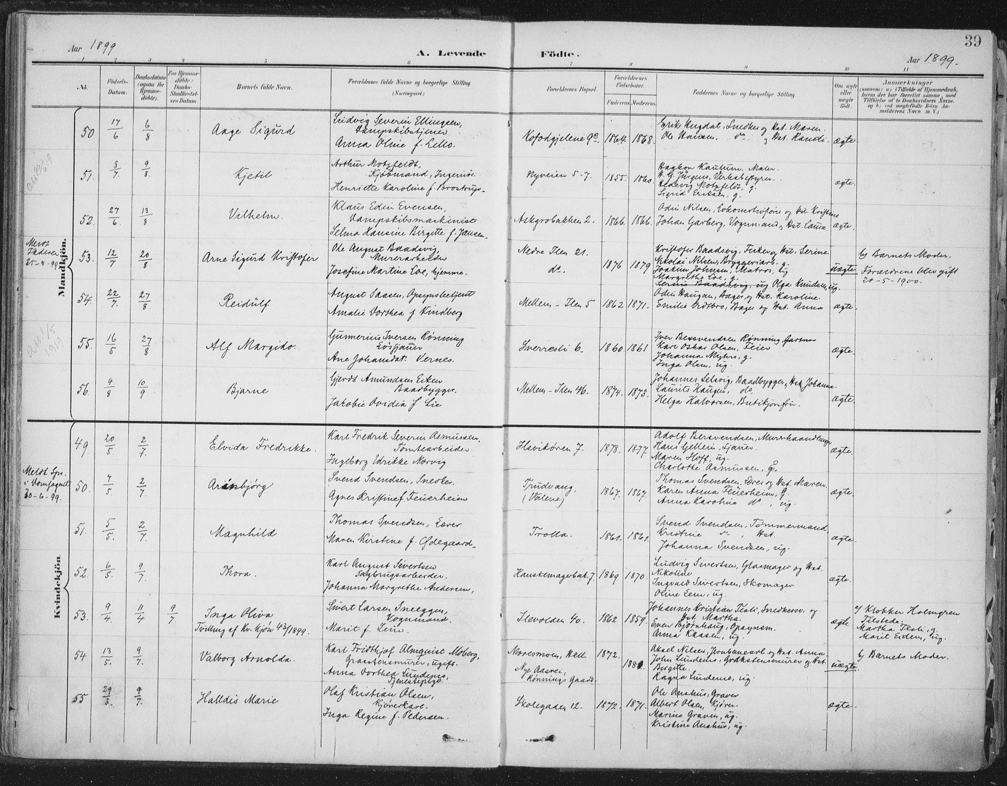 Ministerialprotokoller, klokkerbøker og fødselsregistre - Sør-Trøndelag, SAT/A-1456/603/L0167: Ministerialbok nr. 603A06, 1896-1932, s. 39