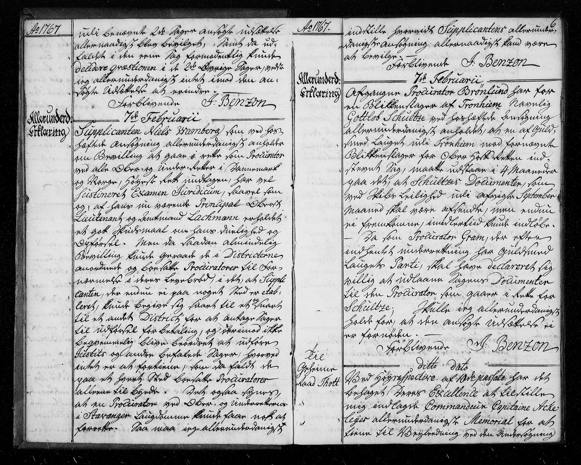 Stattholderembetet 1572-1771, AV/RA-EA-2870/Bf/L0006: Stattholderprotokoll (allmenn kopibok), 1767-1768, s. 5b-6a