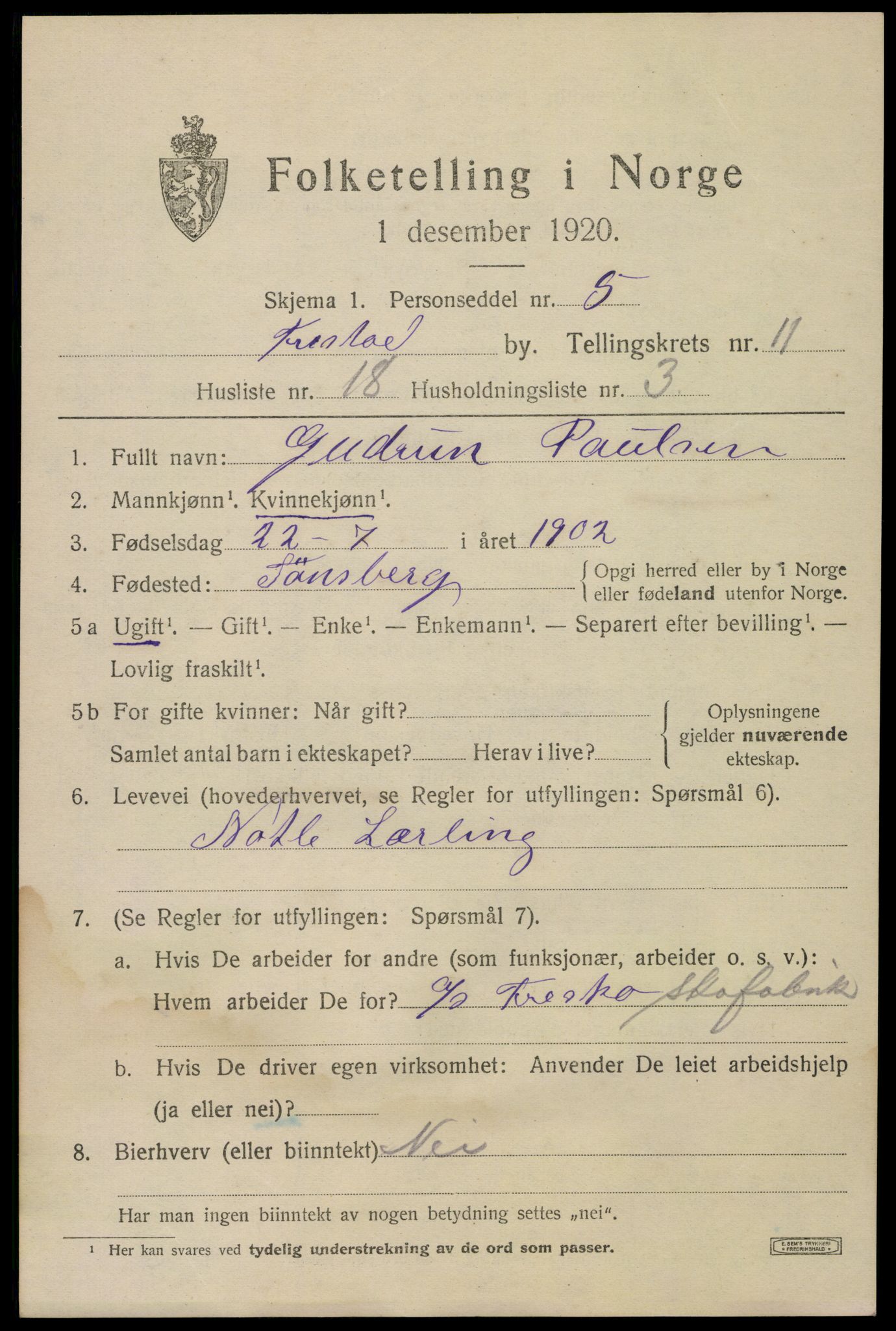 SAO, Folketelling 1920 for 0103 Fredrikstad kjøpstad, 1920, s. 28735