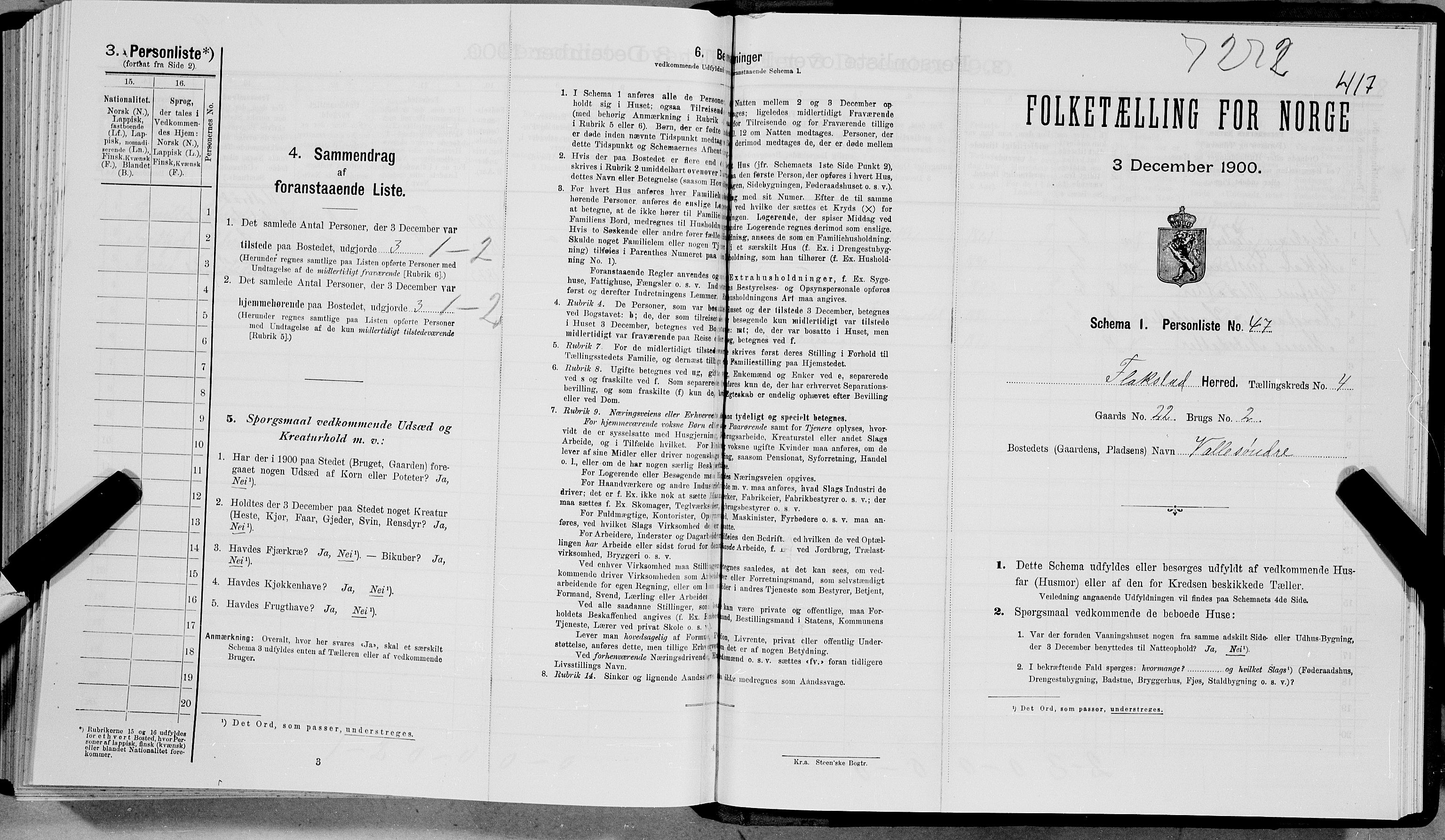 SAT, Folketelling 1900 for 1859 Flakstad herred, 1900, s. 438