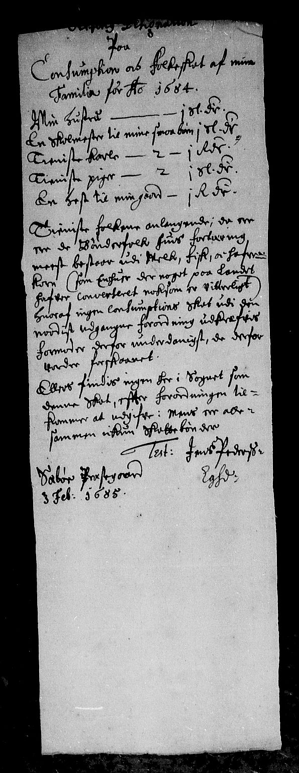 Rentekammeret inntil 1814, Reviderte regnskaper, Stiftamtstueregnskaper, Bergen stiftamt, AV/RA-EA-6043/R/Rc/L0074: Bergen stiftamt, 1684