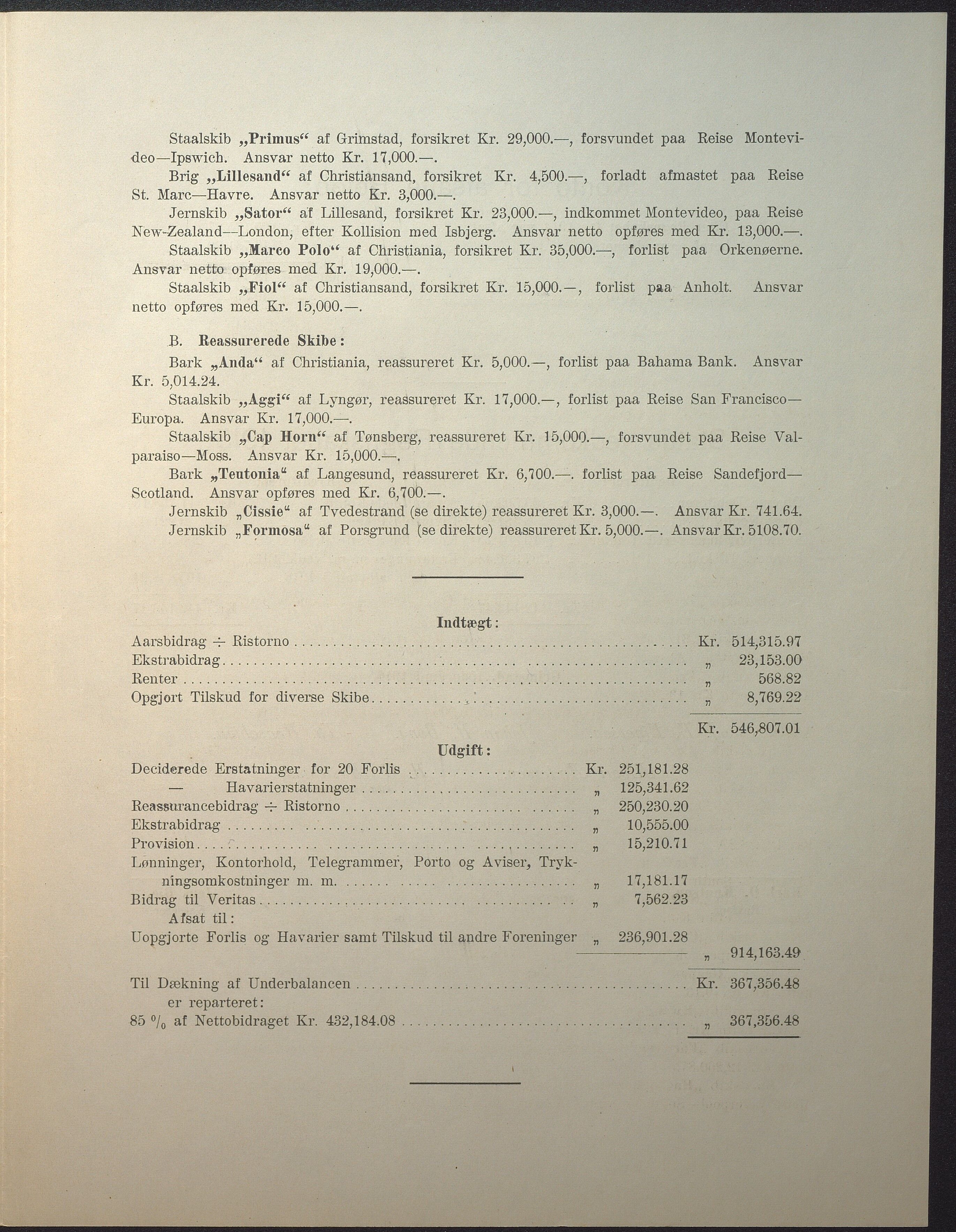 Agders Gjensidige Assuranceforening, AAKS/PA-1718/05/L0004: Regnskap, seilavdeling, pakkesak. Og regnskap jernavdeling, 1911-1924