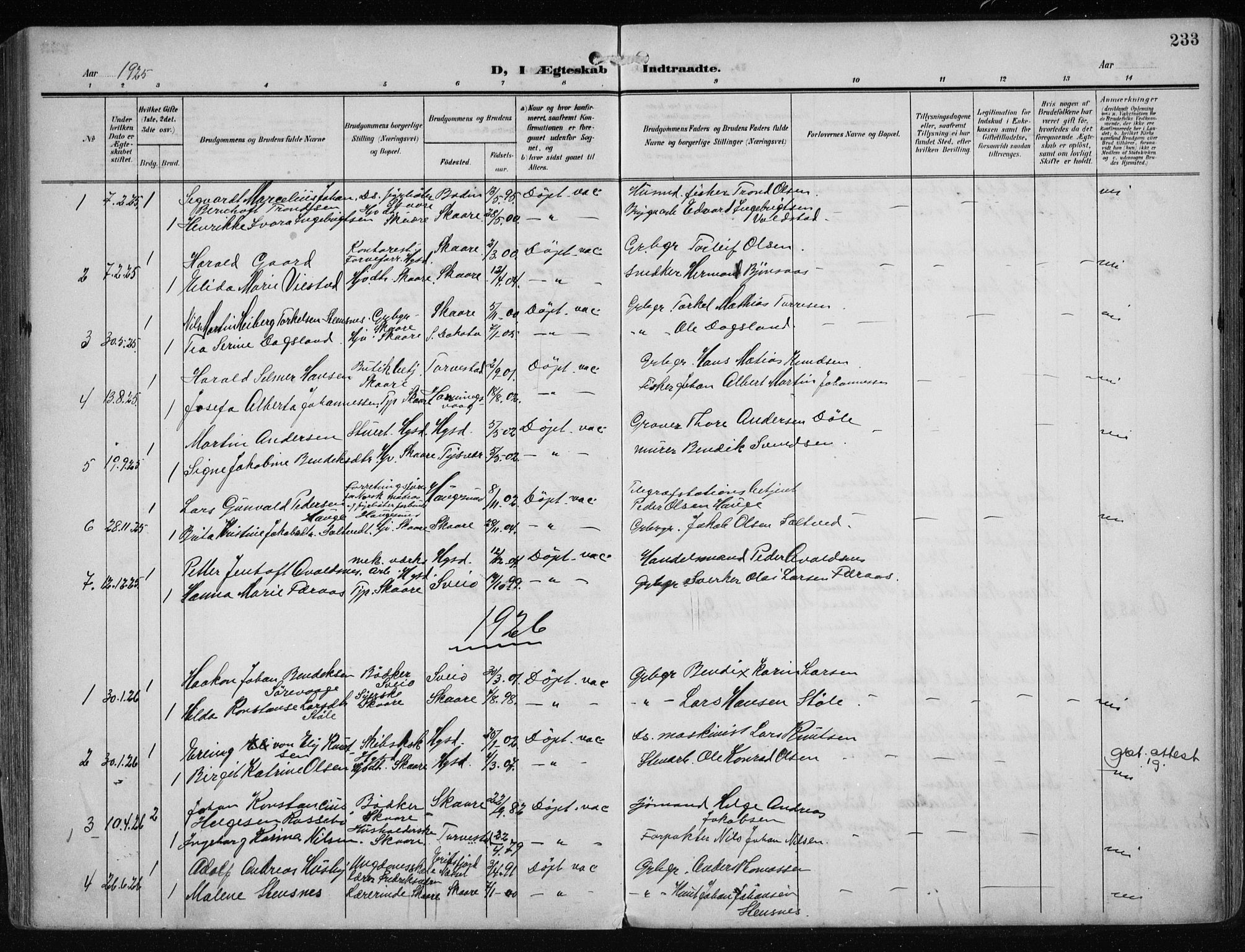 Haugesund sokneprestkontor, AV/SAST-A -101863/H/Ha/Haa/L0010: Ministerialbok nr. A 10, 1909-1935, s. 233
