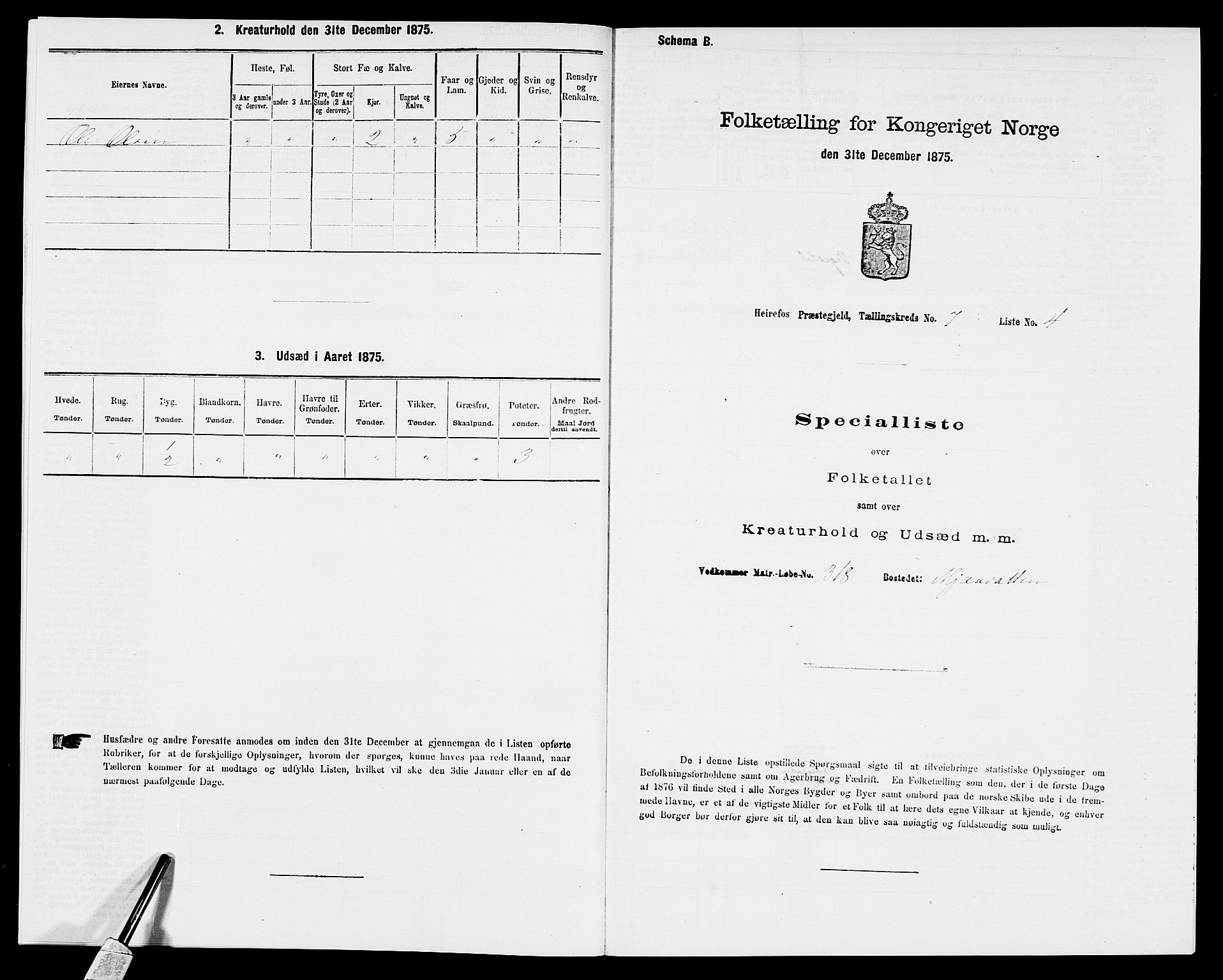 SAK, Folketelling 1875 for 0933P Herefoss prestegjeld, 1875, s. 569