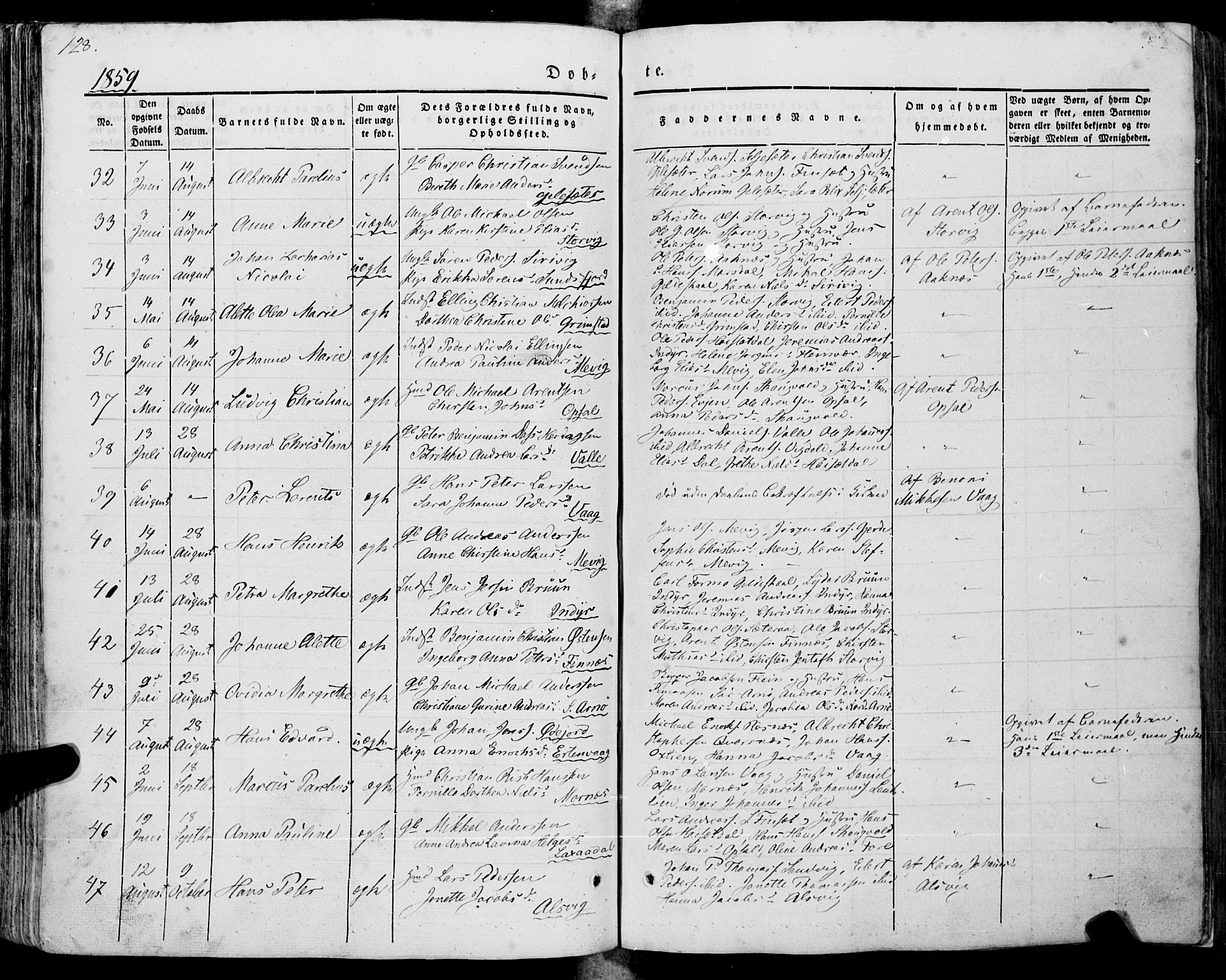 Ministerialprotokoller, klokkerbøker og fødselsregistre - Nordland, SAT/A-1459/805/L0097: Ministerialbok nr. 805A04, 1837-1861, s. 128