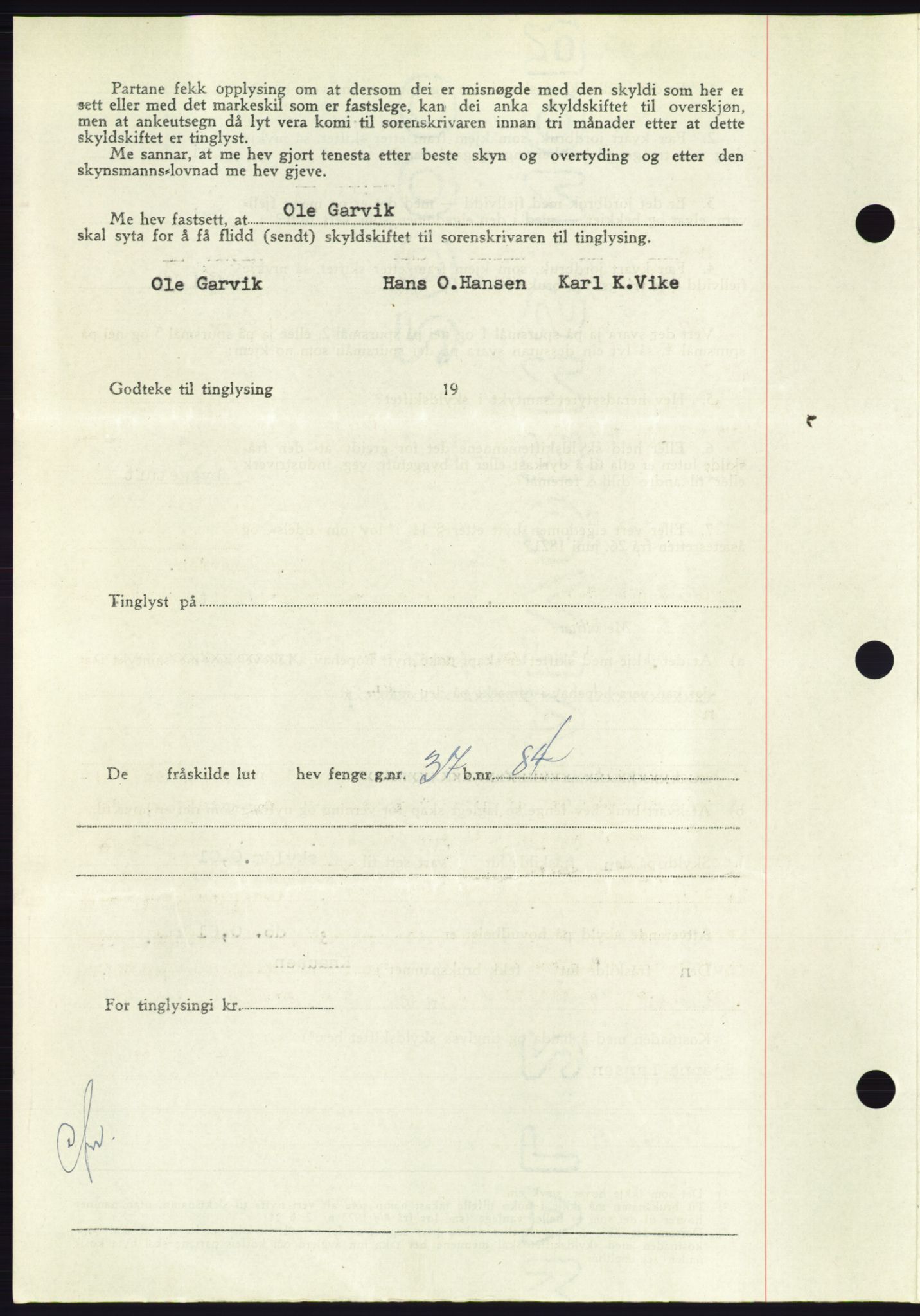 Søre Sunnmøre sorenskriveri, AV/SAT-A-4122/1/2/2C/L0085: Pantebok nr. 11A, 1949-1949, Dagboknr: 2131/1949