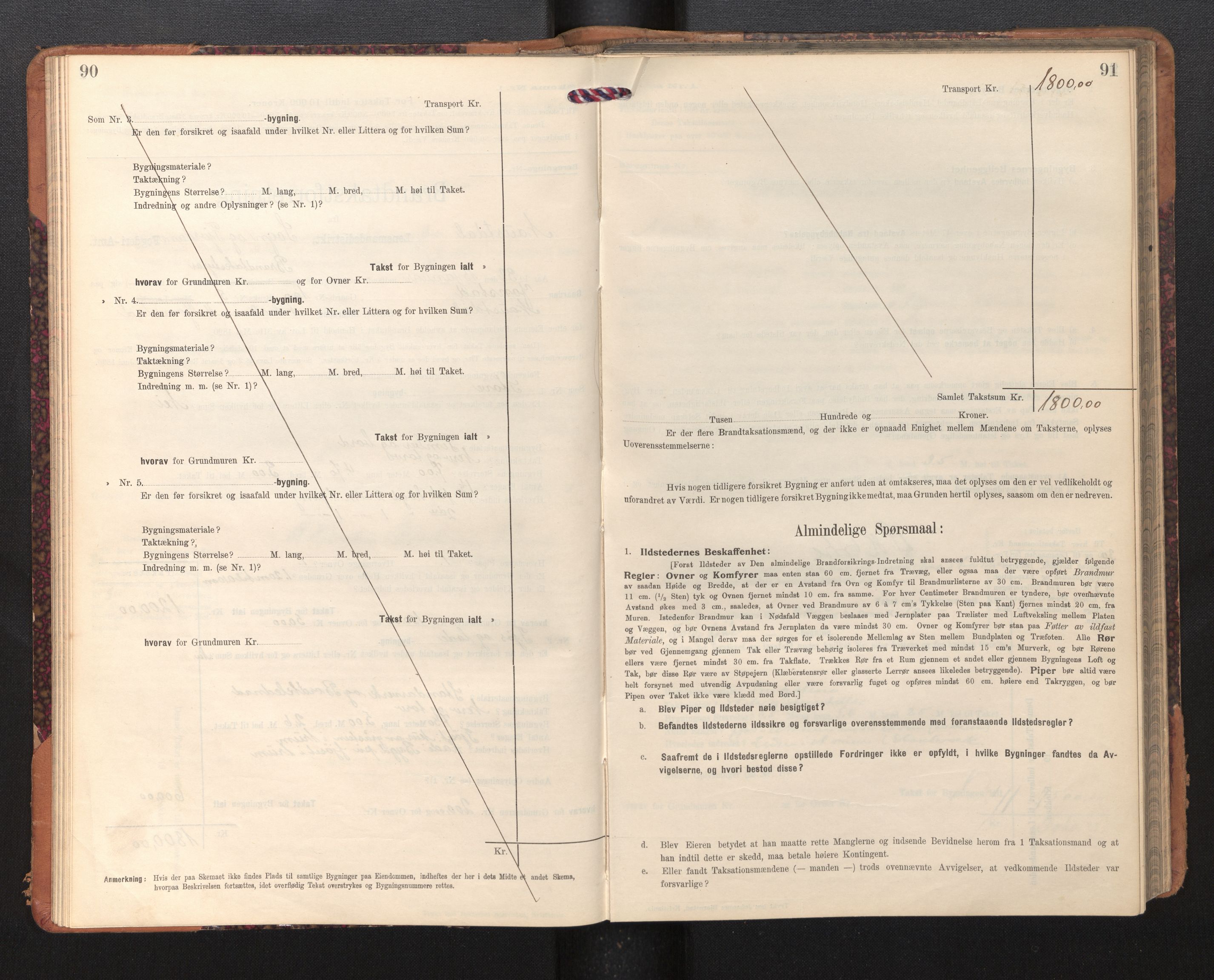 Lensmannen i Naustdal, SAB/A-29501/0012/L0002: Branntakstprotokoll, skjematakst, 1911-1953, s. 90-91