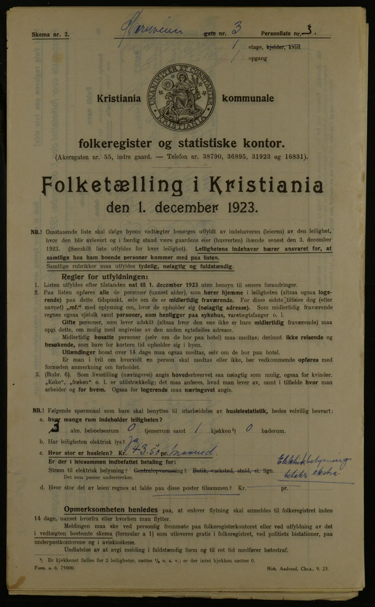 OBA, Kommunal folketelling 1.12.1923 for Kristiania, 1923, s. 141961