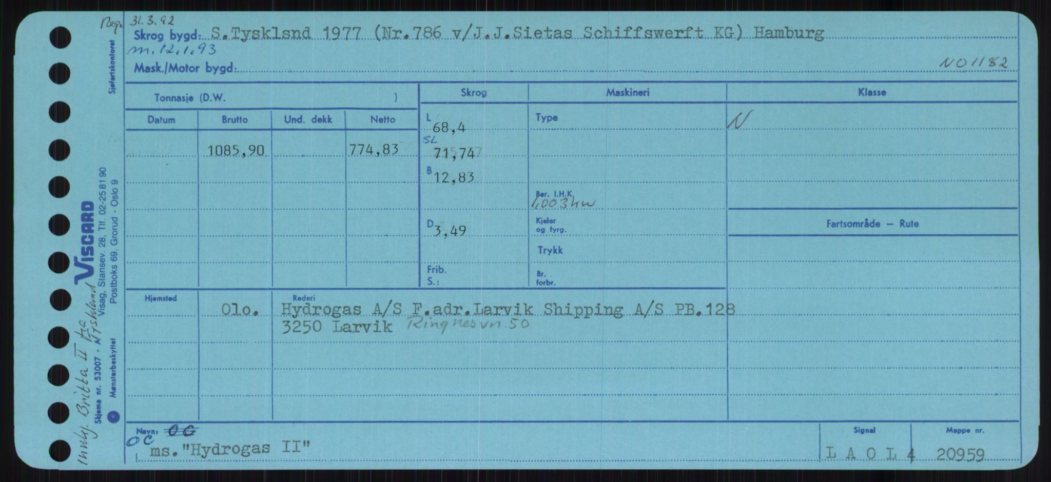 Sjøfartsdirektoratet med forløpere, Skipsmålingen, AV/RA-S-1627/H/Ha/L0003/0001: Fartøy, Hilm-Mar / Fartøy, Hilm-Kol, s. 173