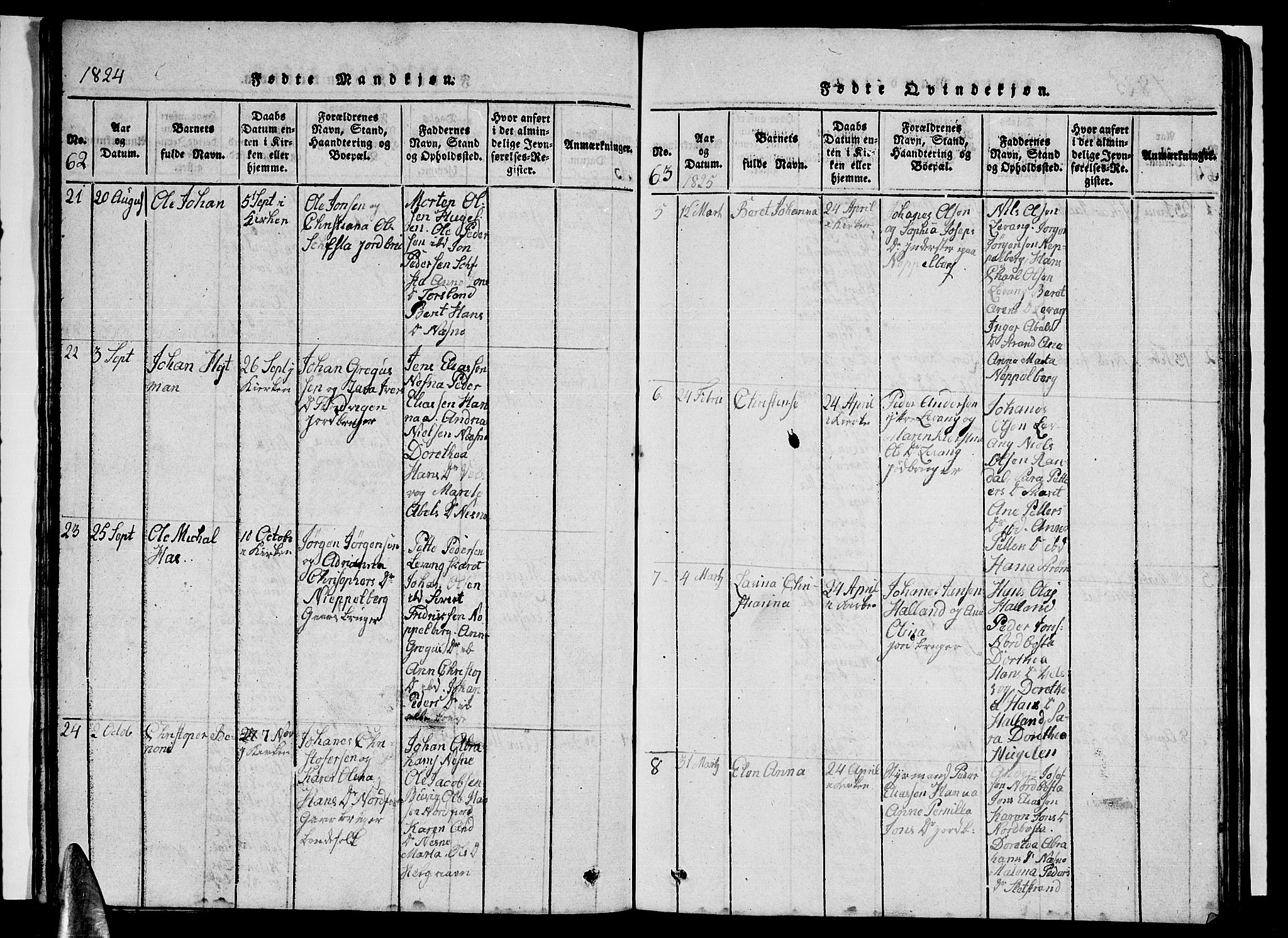 Ministerialprotokoller, klokkerbøker og fødselsregistre - Nordland, AV/SAT-A-1459/838/L0554: Klokkerbok nr. 838C01, 1820-1828, s. 62-63