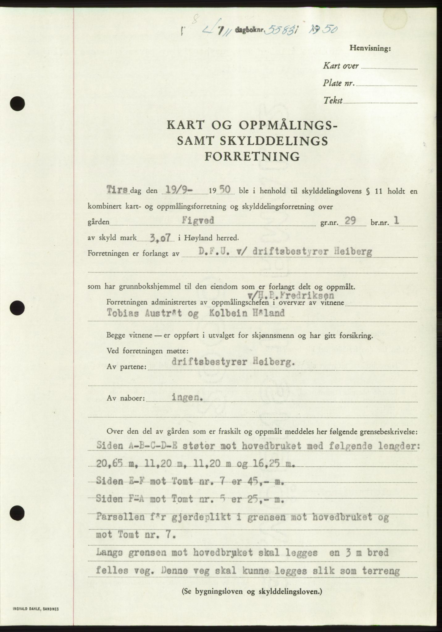 Jæren sorenskriveri, SAST/A-100310/03/G/Gba/L0110: Pantebok, 1950-1950, Dagboknr: 5583/1950