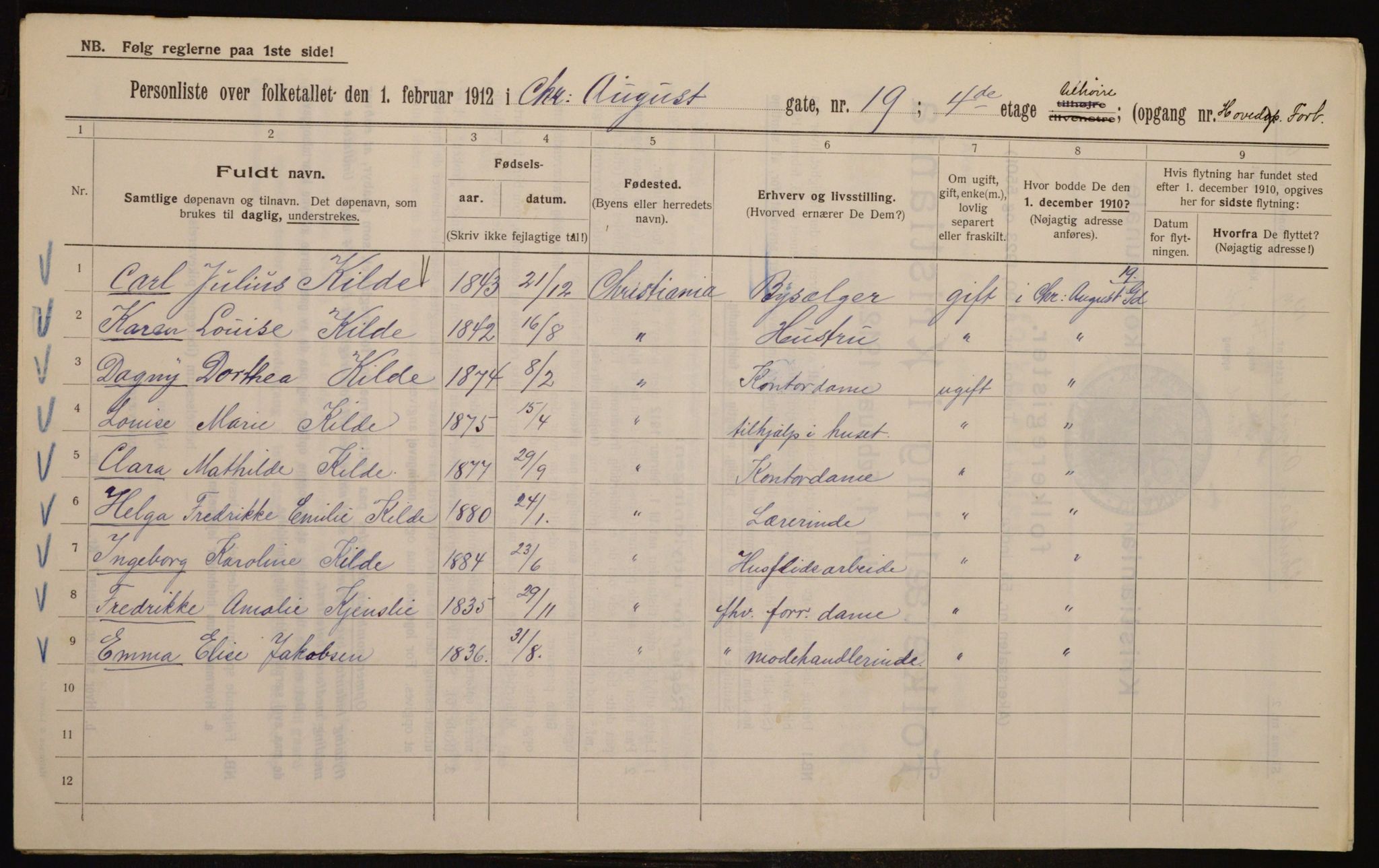 OBA, Kommunal folketelling 1.2.1912 for Kristiania, 1912, s. 54363